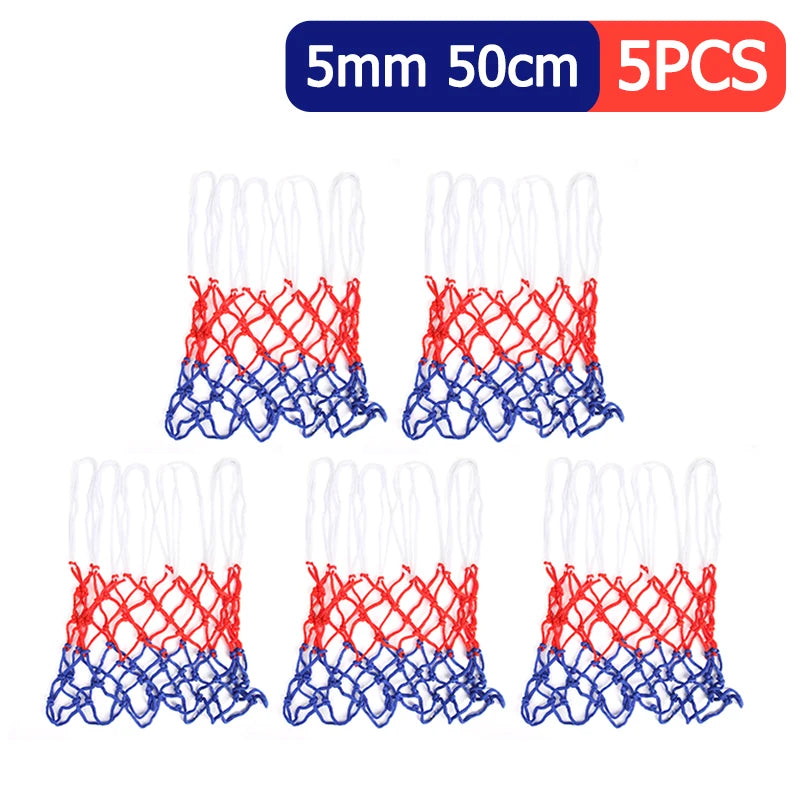 1-5PCS Basketball Net All-Weather Basketball Net Tri-Color Basketball Hoop Net Powered Basketball Hoop Basket Rim Net