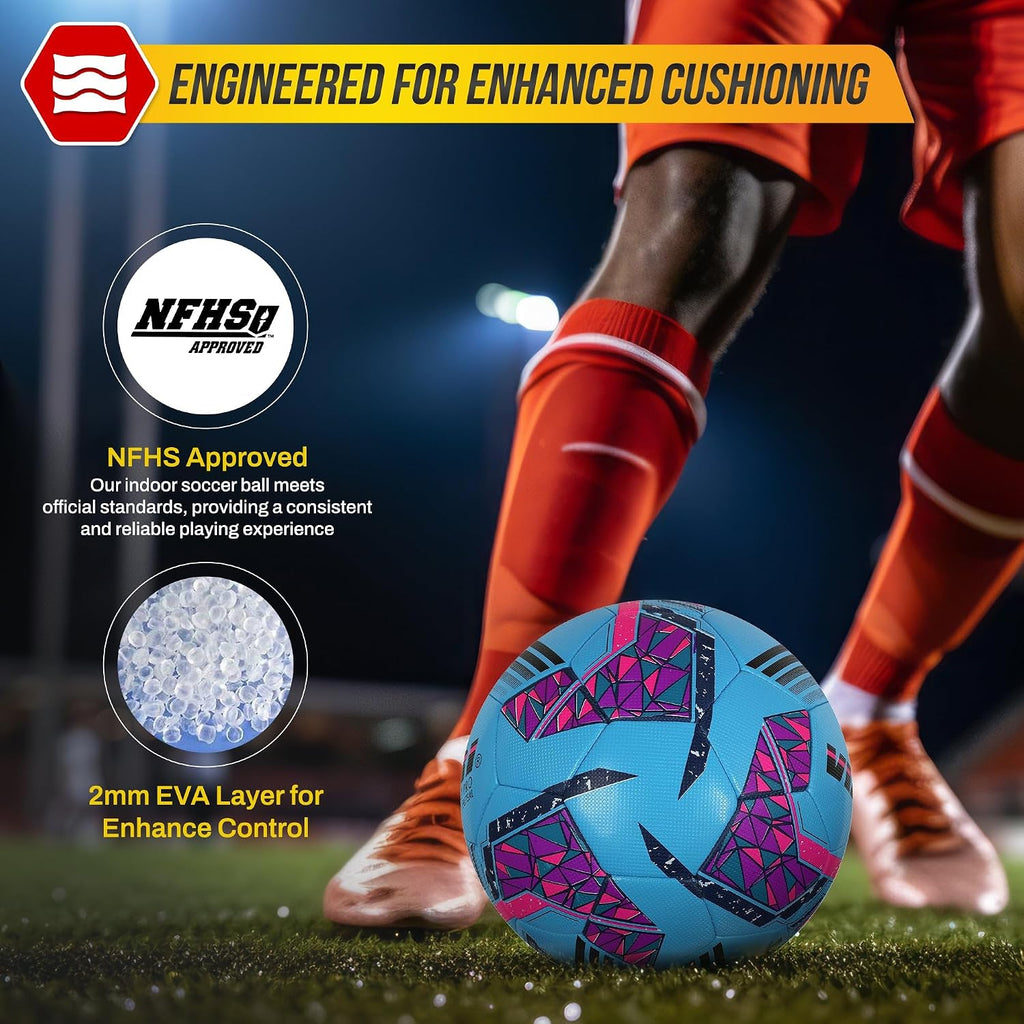 Reflect Pro Soccer Ball Size | Hand-Stitched Shiny TPU Cover | Perfect Youth Soccer Ball for Boys and Girls | Durable Futsal Football for Indoor and Outdoor Play (Pack of 1, 6 & 12)