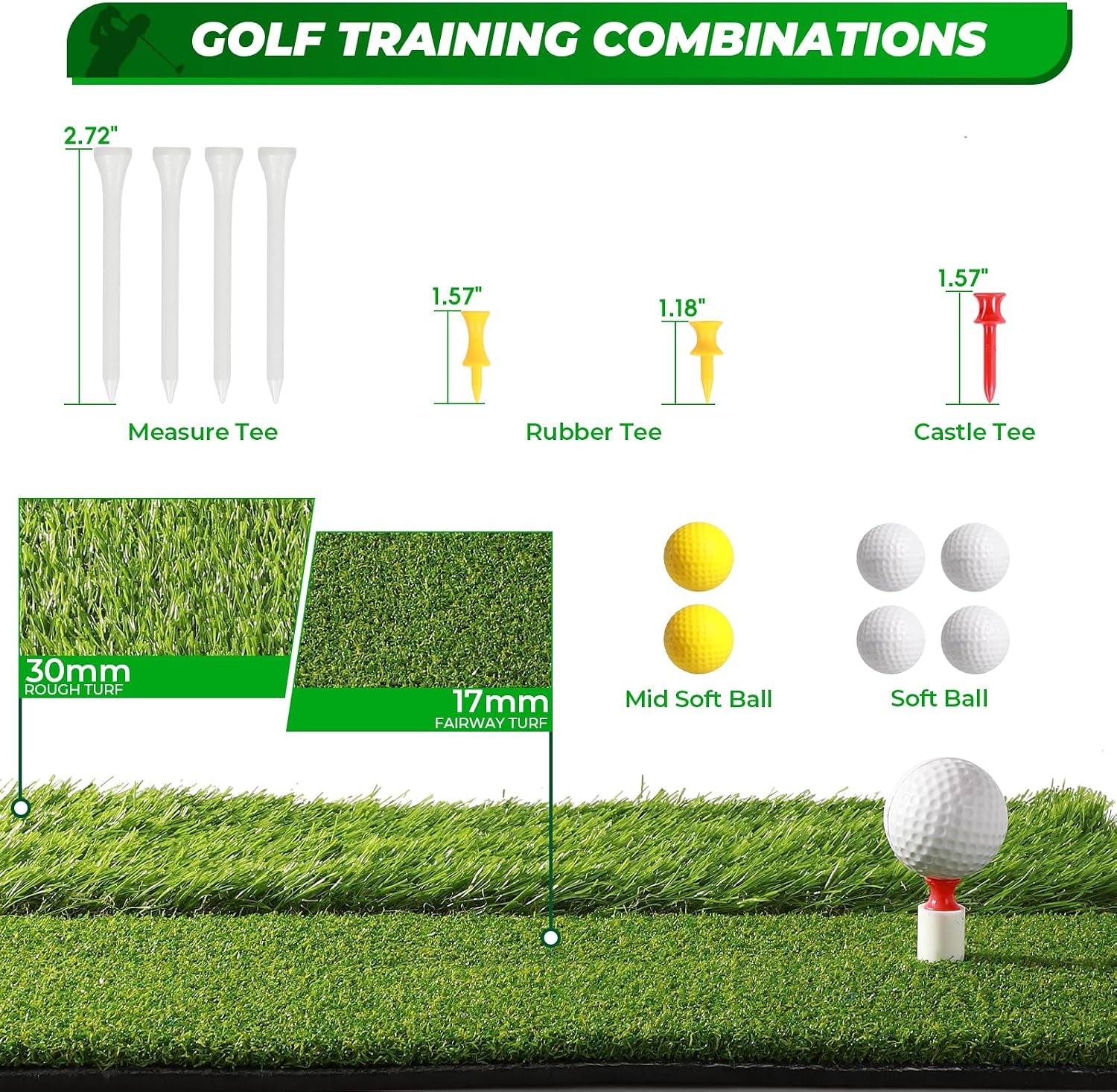 Golf Net, 10 X 7FT Heavy Duty Golf Practice Net with Chipping Practice Net, Golf Practice Net, Training Net for Backyard Driving Chipping Indoor Outdoor Training