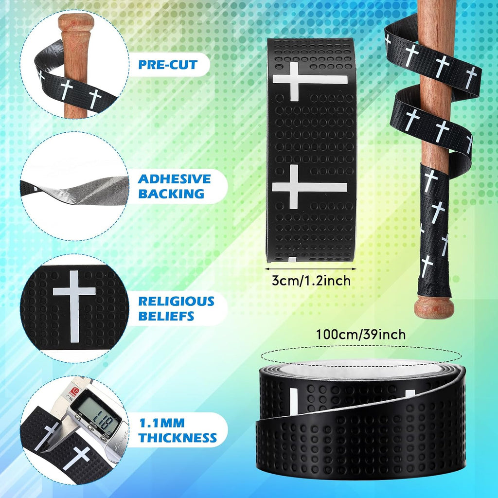 Faith Cross Baseball Bat Grip Tapes 1.1Mm Precut Full Adhesive Softball Grip Tape,Non-Slip Softball Bat Wrap Religious Cricket Batting Tape Replacement