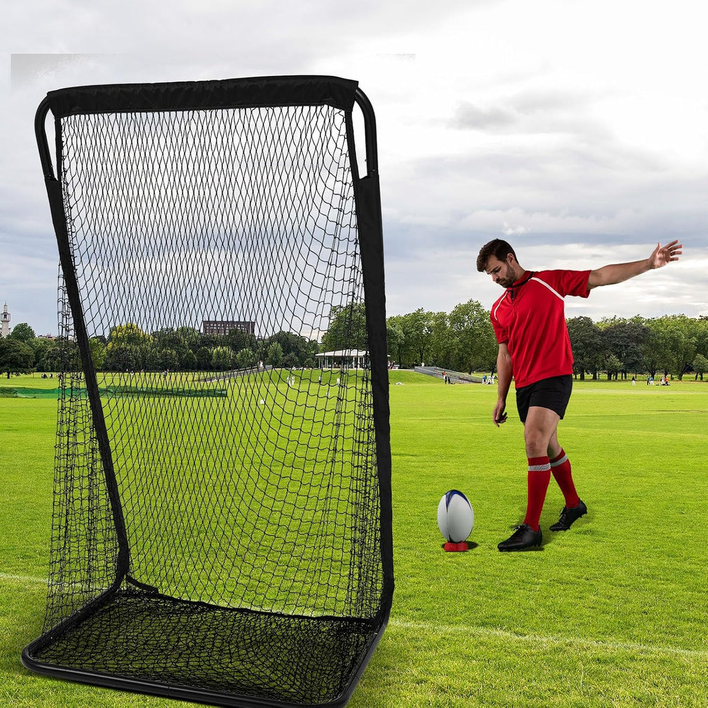 Football Kicking Cage Net 7 X 3.2 or 8 X 3 X 4 Ft Portable Football Throwing Net Powder Coated Steel Extra Deep Pocket for Punting Kicking Practice Train Equipment