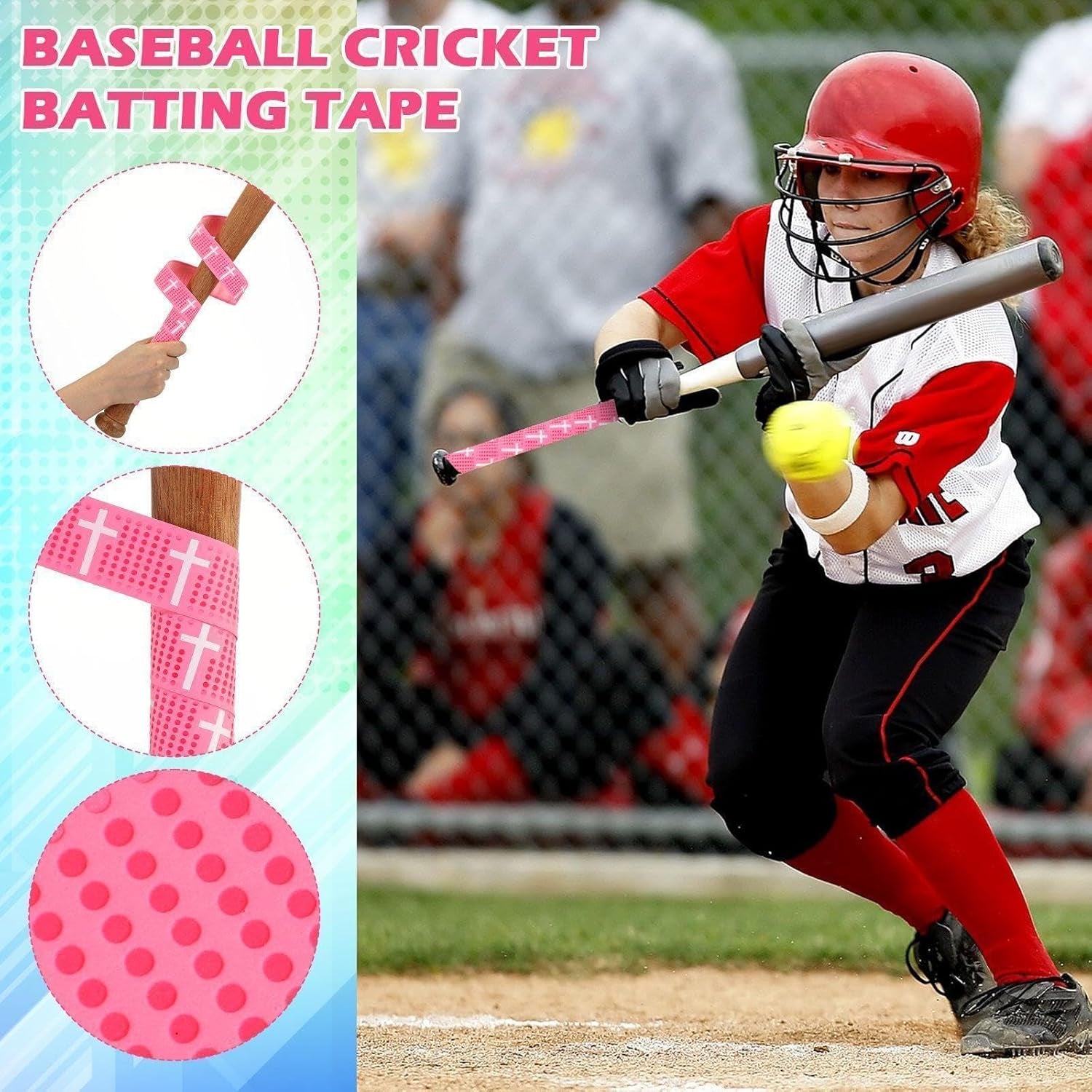 Faith Cross Baseball Bat Grip Tapes 1.1Mm Precut Full Adhesive Softball Grip Tape,Non-Slip Softball Bat Wrap Religious Cricket Batting Tape Replacement