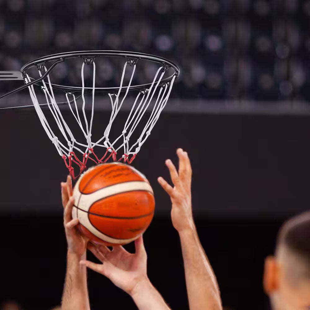 Basketball Rim, Heavy Duty Q235 Basketball Flex Rim Goal Replacement with Net, Wall Door Mounted Basketball Hoop