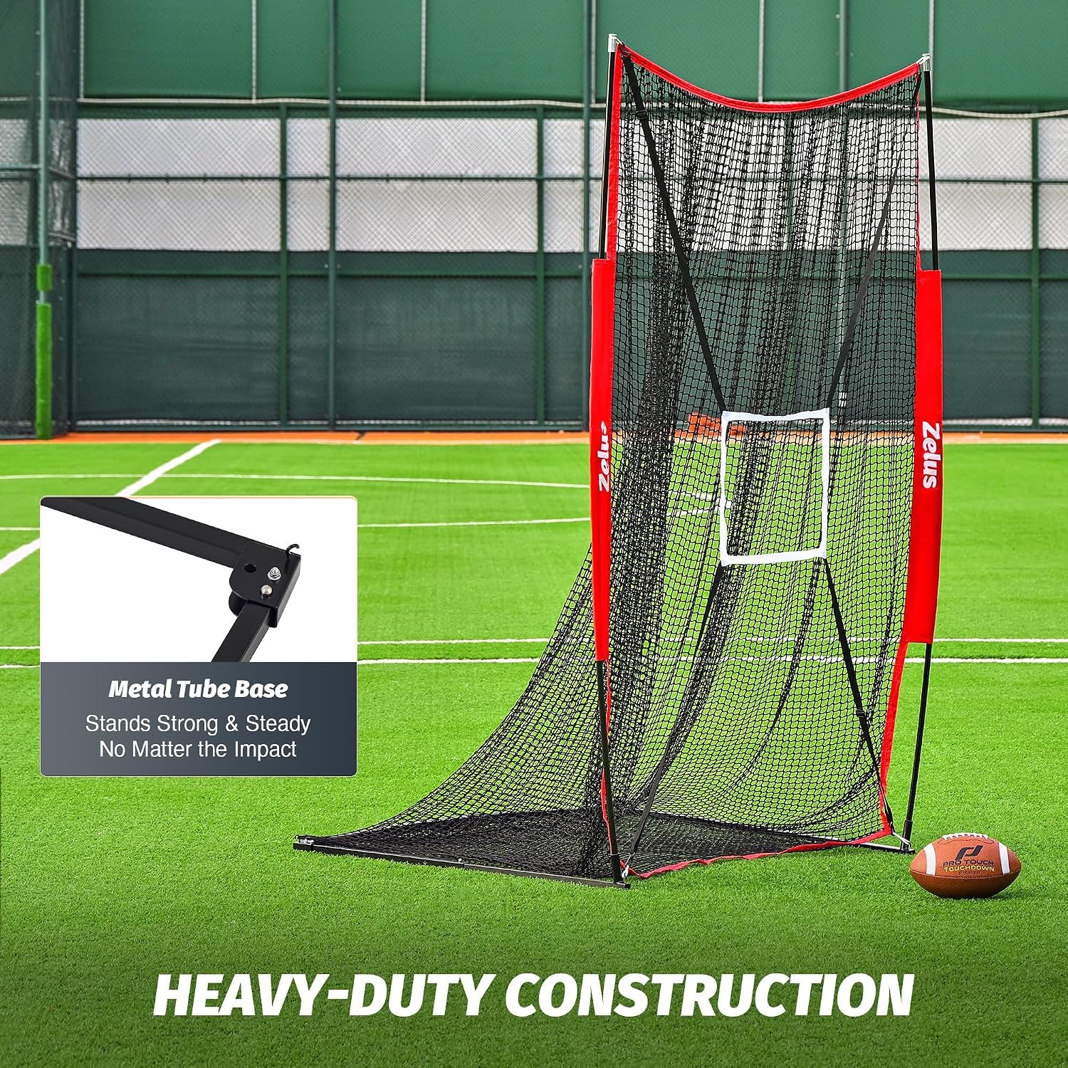 7X4 Ft Football Kicking Net, Portable Football Throwing Net with Target Zone Attachment, Sideline Training Tool for Kids Adults Punting Kicking Passing Snapping Practice, Carry Bag Included