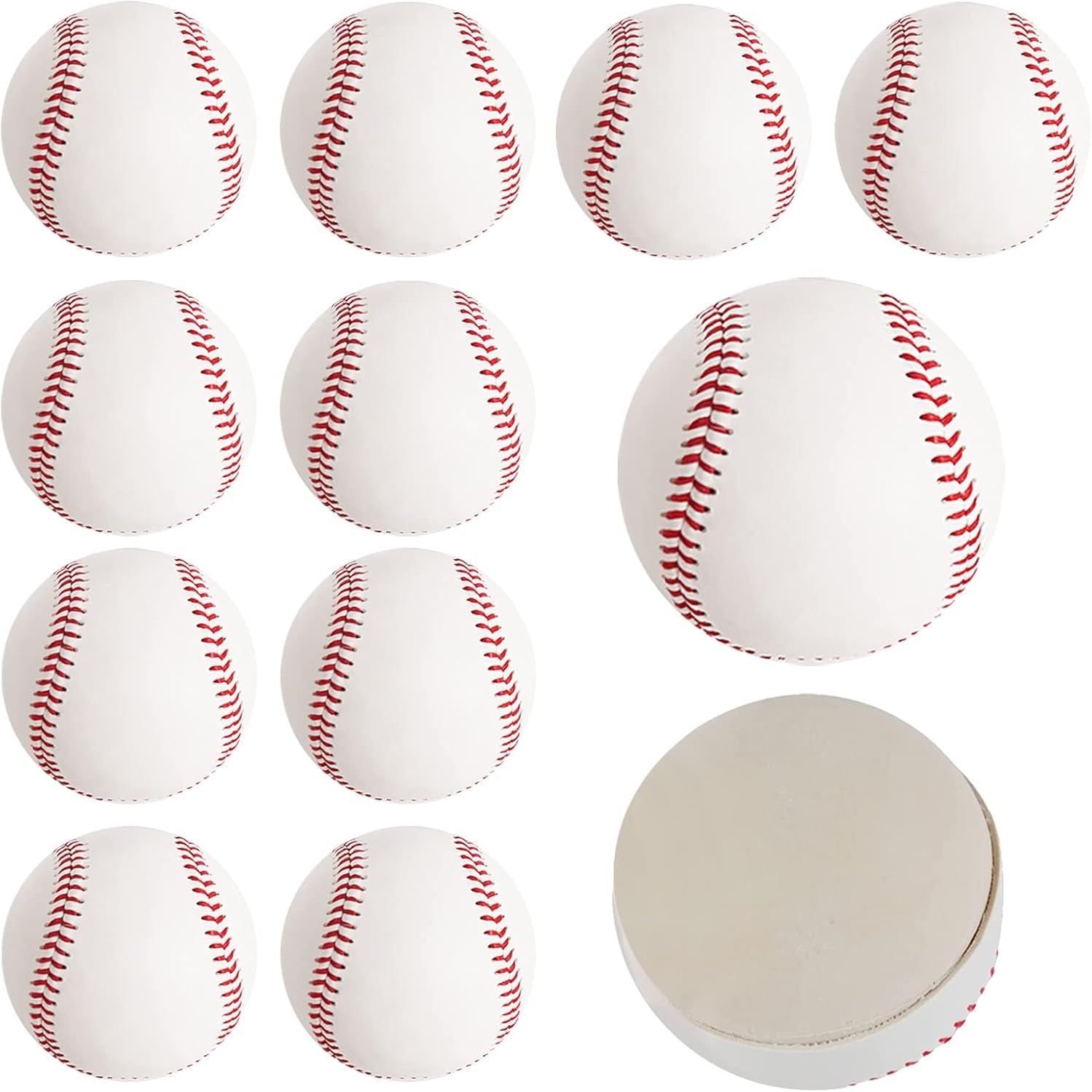 Bkk  Soft Baseballs, T Ball Baseballs 12 Pack Autograph Baseball Bulk,Standard Size Leather Baseballs 9 Inch Unmarked Baseballs for Pitching/Autographs/Training