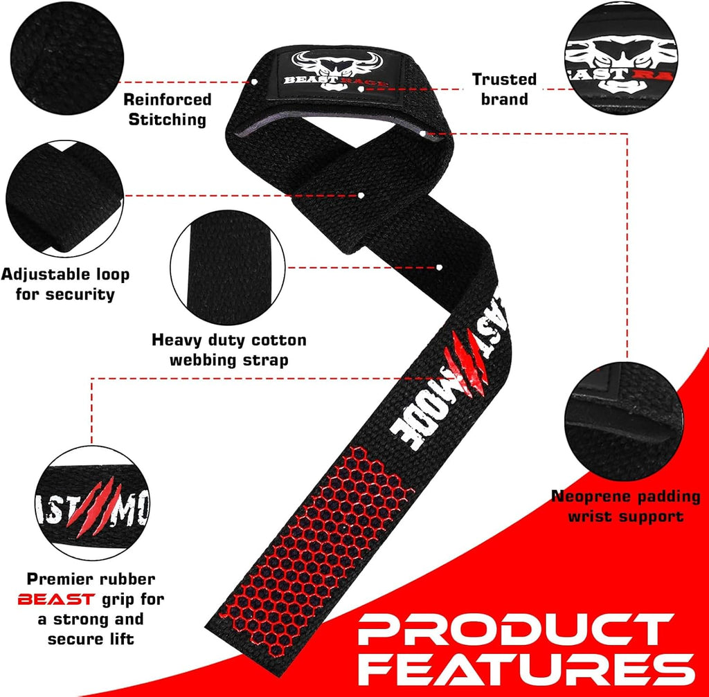 Lifting Wrist Straps for Weightlifting, Straps Gym Grip Power Workouts Lifting Straps Padded Neoprene & Premium Cotton Men Women, Deadlift Bodybuilding Exercise Lifting Straps