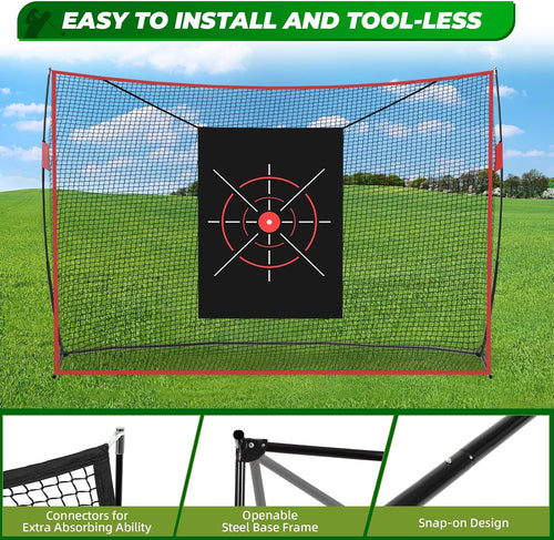 Golf Net, 10 X 7FT Heavy Duty Golf Practice Net with Chipping Practice Net, Golf Practice Net, Training Net for Backyard Driving Chipping Indoor Outdoor Training