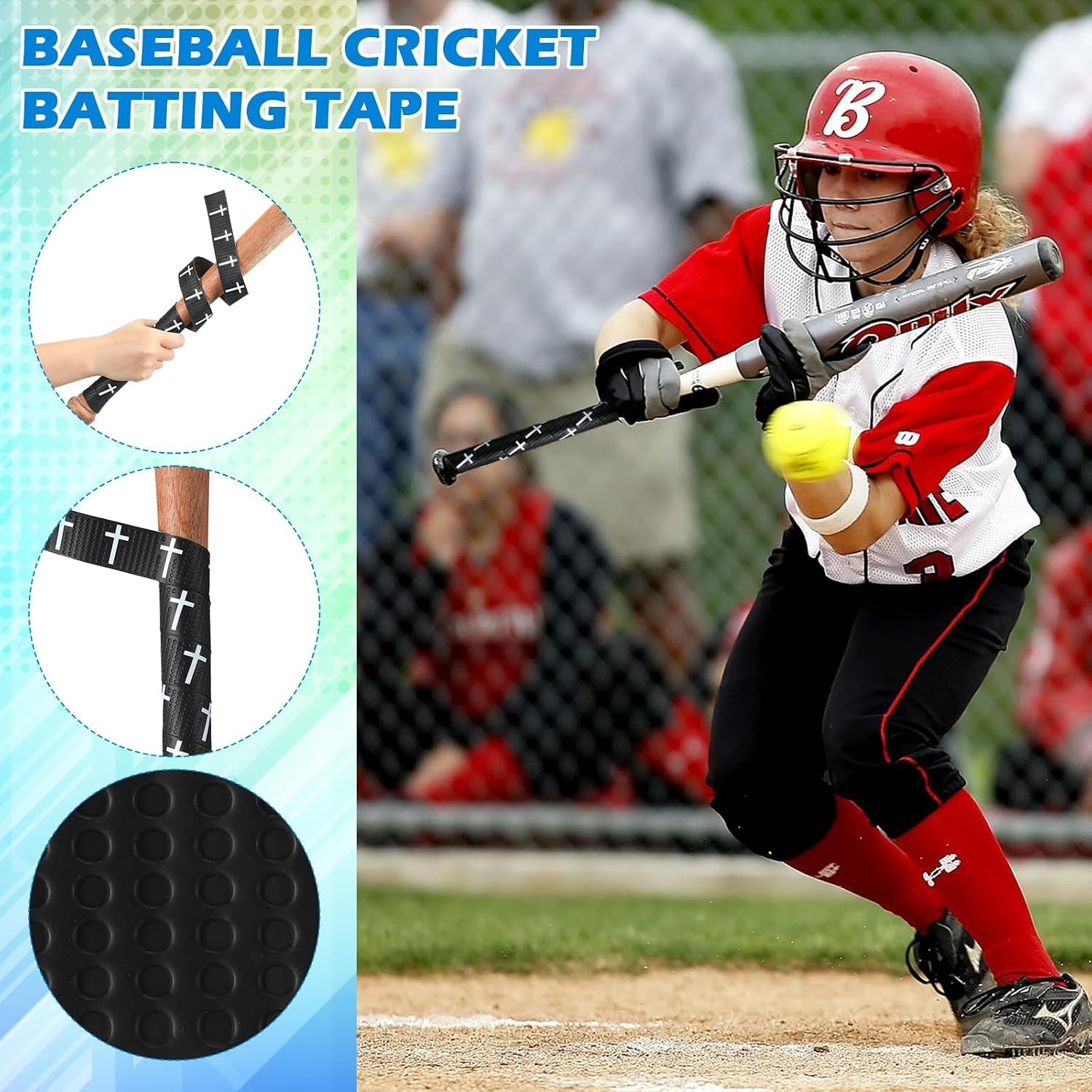 Faith Cross Baseball Bat Grip Tapes 1.1Mm Precut Full Adhesive Softball Grip Tape,Non-Slip Softball Bat Wrap Religious Cricket Batting Tape Replacement