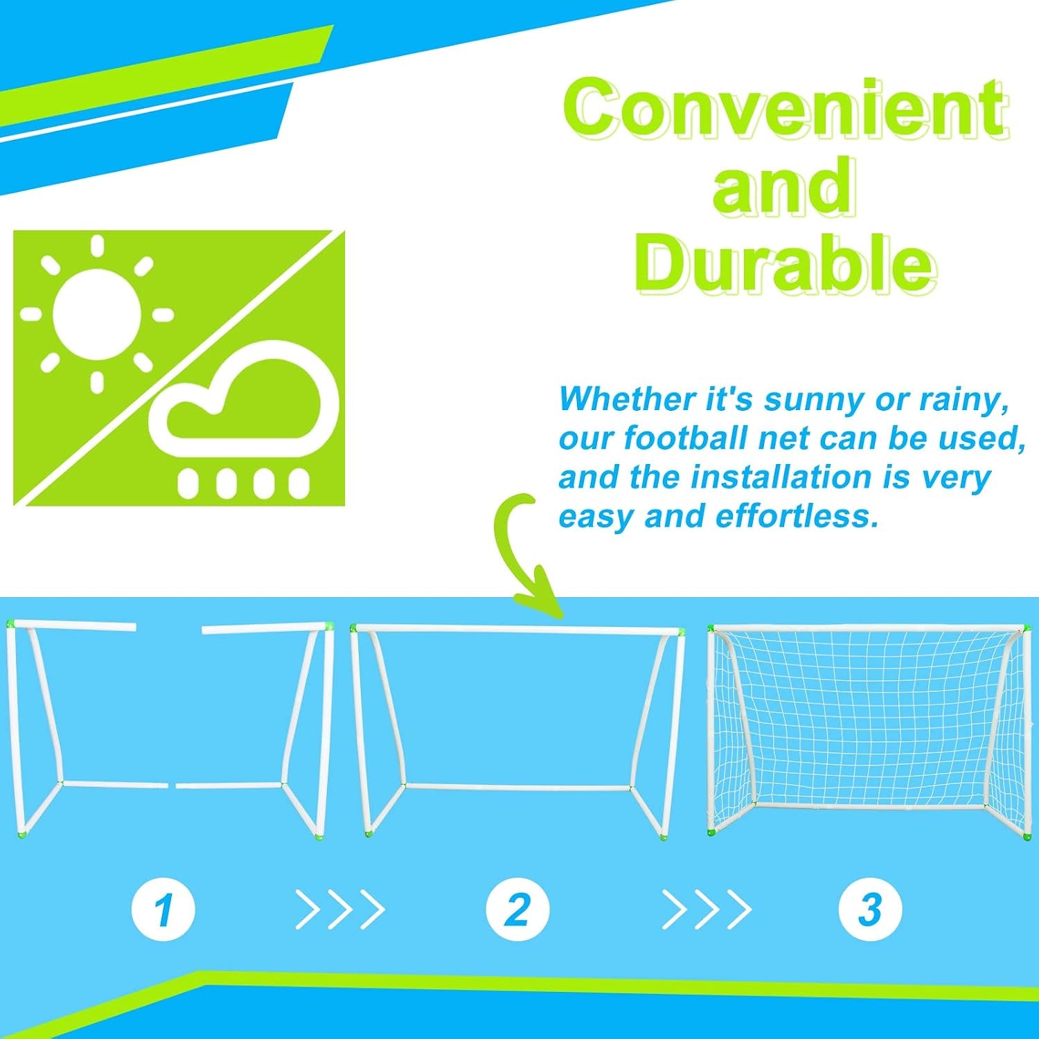 6'X4' Soccer Goal for Backyard, Kids Weatherproof and Portable Soccer Net | High-Strength Nets, Ground Stakes, Eight-Shaped Clasp, Strong PVC Frame & Weather Resistance Excellent Soccer Field Equipment