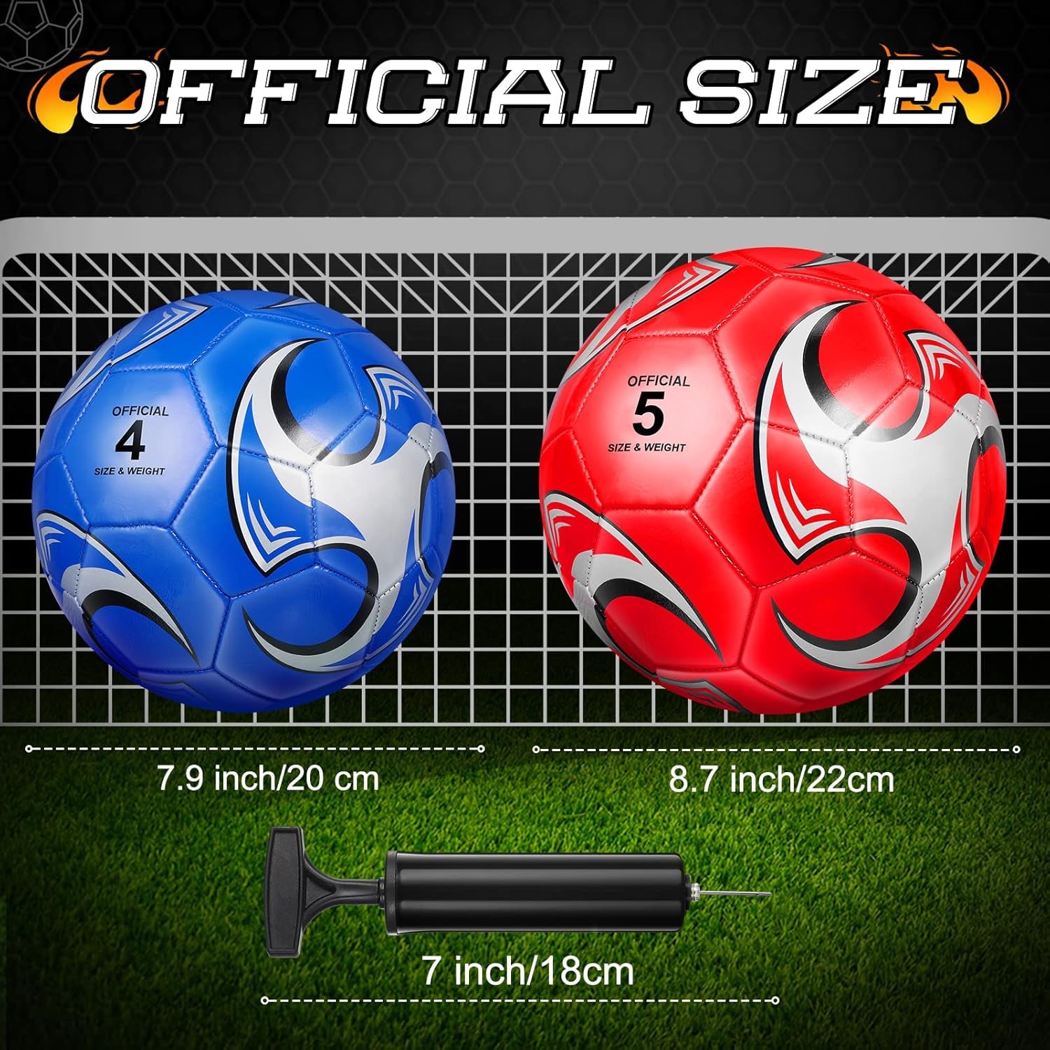 24 Pcs Size 5 Soccer Ball Bulk with Pump Deflated Machine Stitched Sport Soccer Balls for Outdoor Indoor Youth Team Training School PE Practice, Gift for Beginner Adults(Size 5,Vivid Colors)