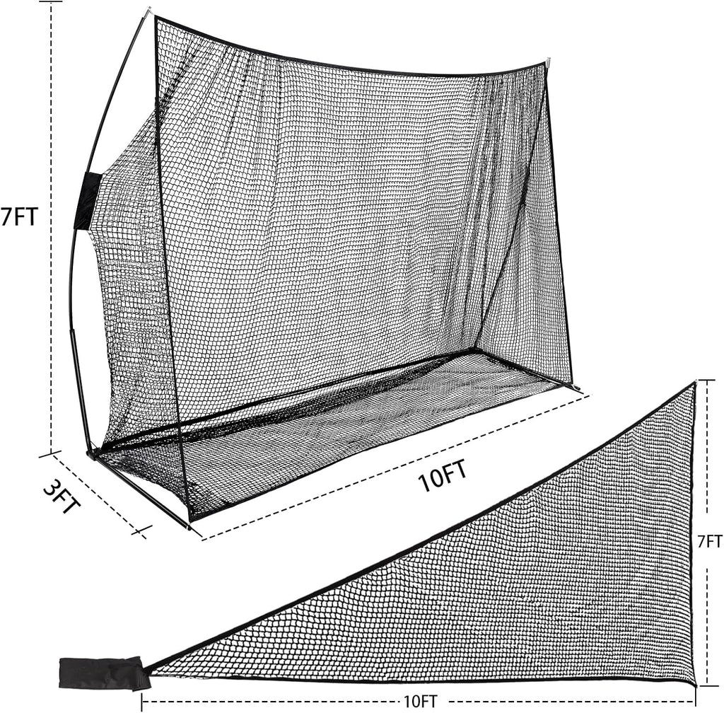 10X7Ft Golf Practice Net with Side Shank Nets, Golf Hitting Net for Backyard Driving Range, Indoor Outdoor Training