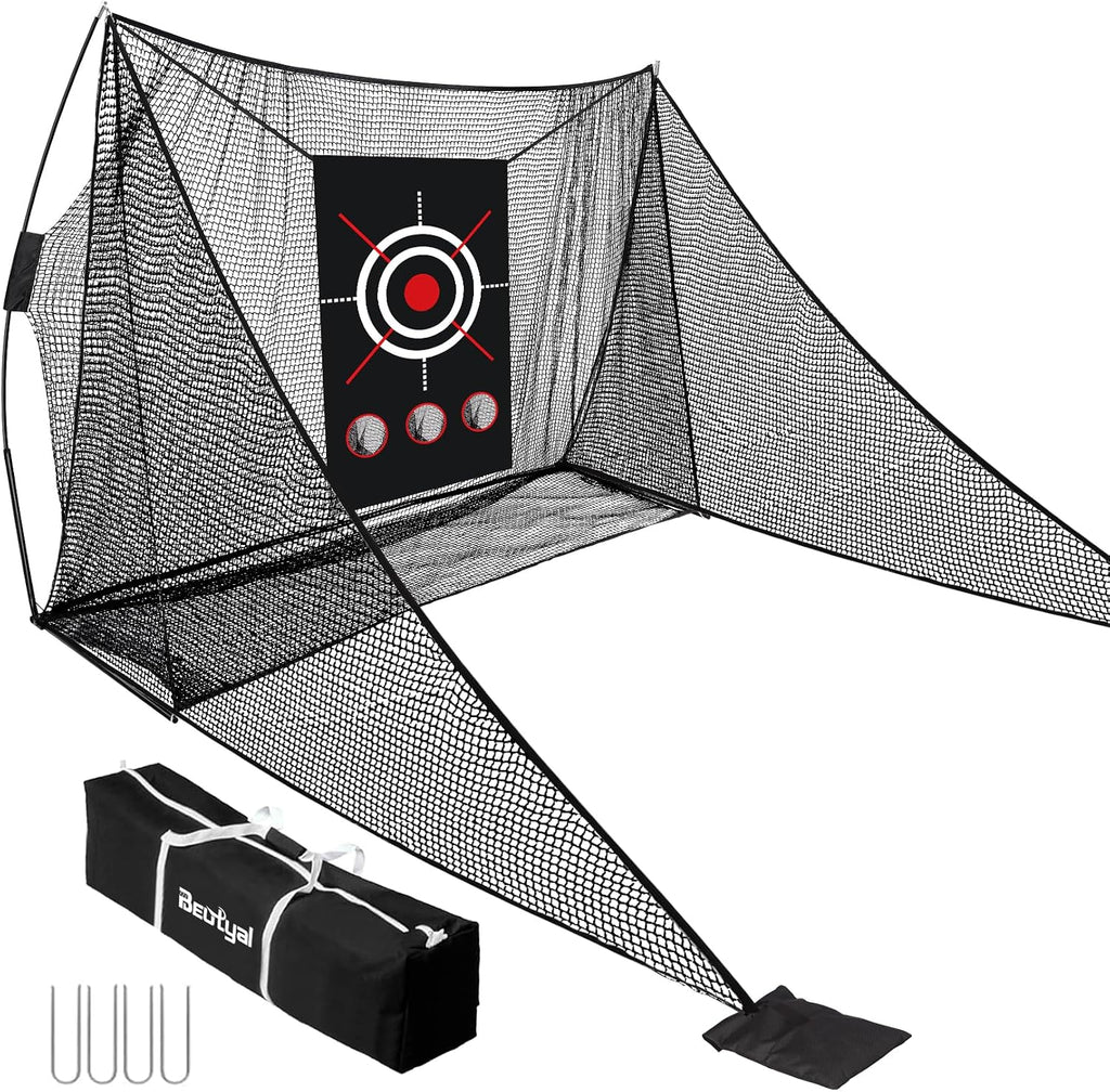 10X7Ft Golf Practice Net with Side Shank Nets, Golf Hitting Net for Backyard Driving Range, Indoor Outdoor Training