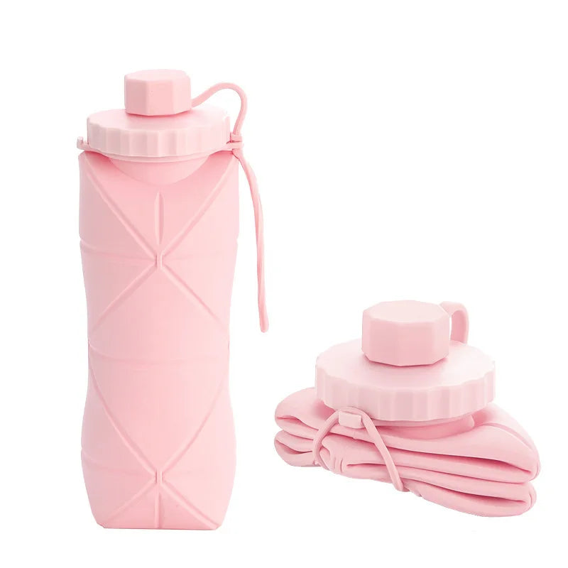 600Ml Silicone Collapsible Sports Water Bottles Outdoor Camping Folding Water Cup Large Capacity Travel Foldable Leakproof