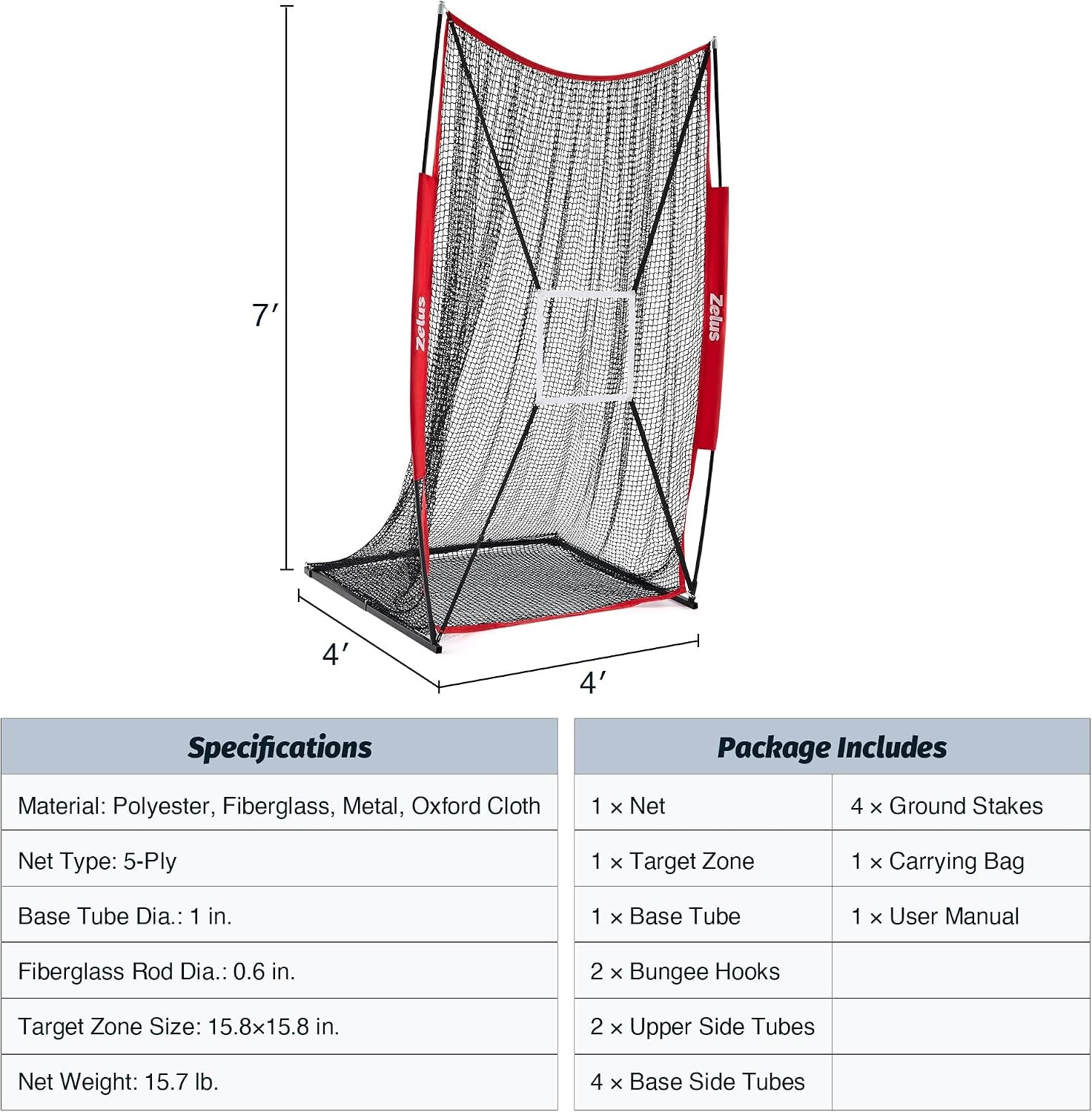 7X4 Ft Football Kicking Net, Portable Football Throwing Net with Target Zone Attachment, Sideline Training Tool for Kids Adults Punting Kicking Passing Snapping Practice, Carry Bag Included