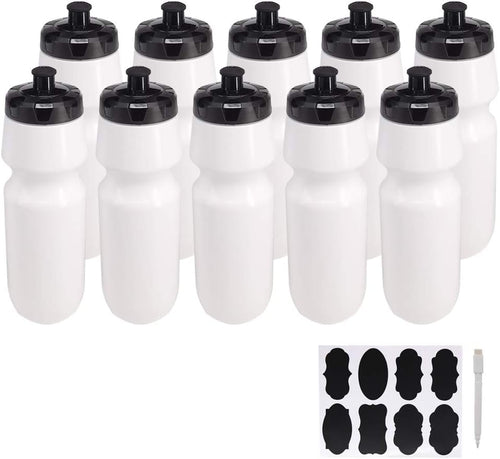 10 Pack 27 Oz Sports Water Bottles Sports and Fitness Squeeze Water Bottles BPA Free Come with 16 Pcs Chalk Labels, 1 Pen