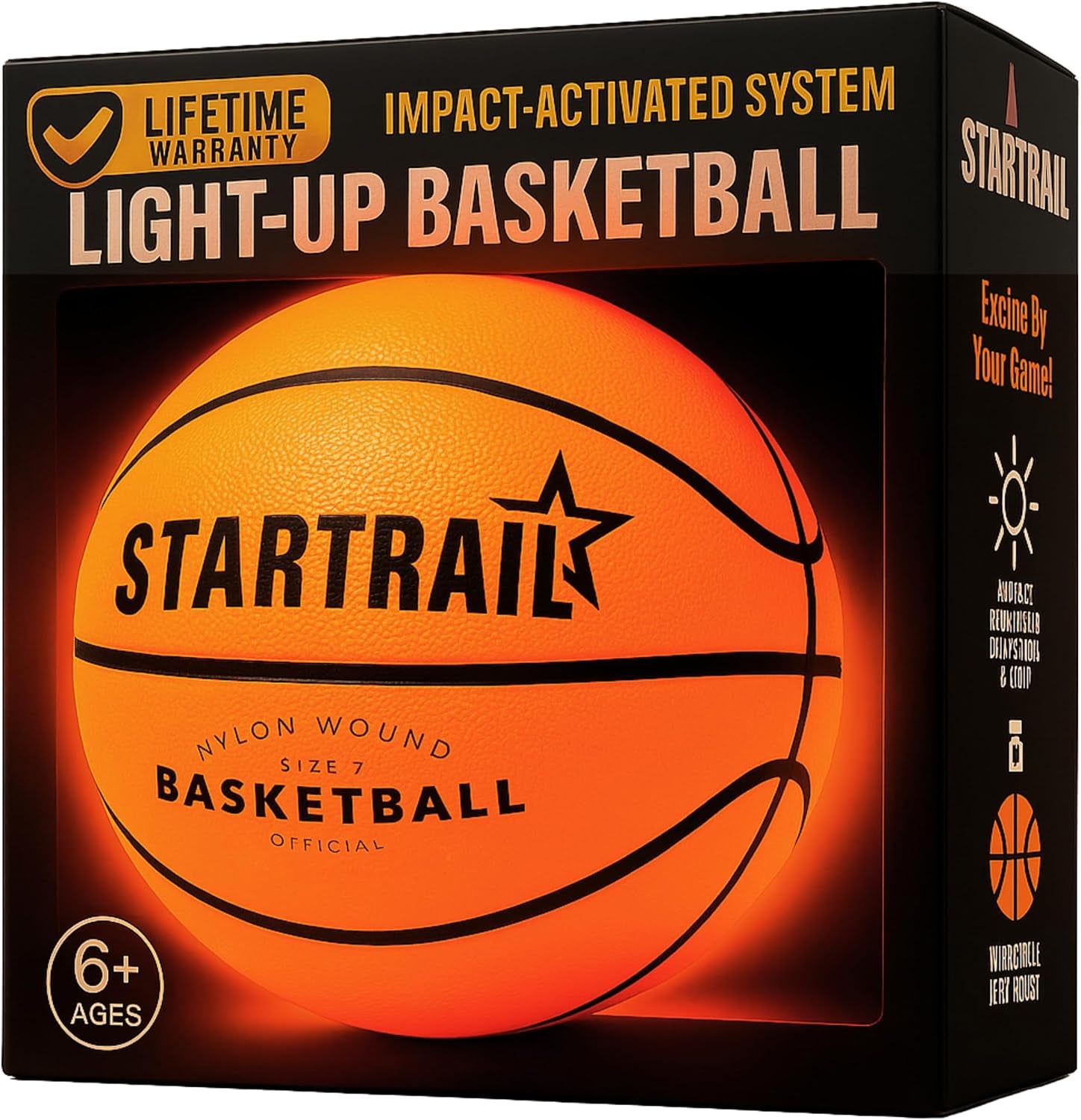 Light up Basketball | Glow in the Dark Basketball | LED Basketball Size 7 | Glowing Basketball Ball | Lighted Basketball | Coolest Things for Boys & Girls | Toys for 10 Year Old Kids