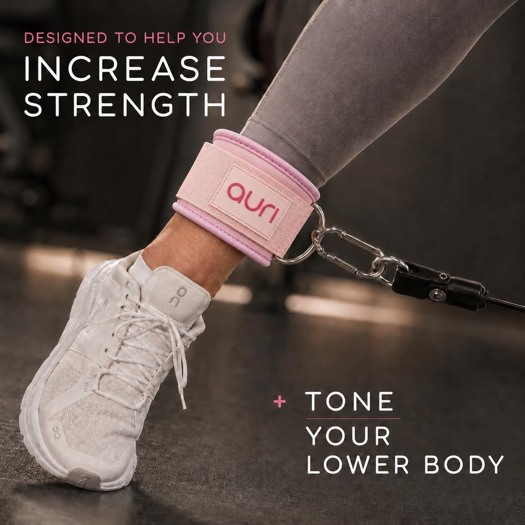 Ankle Strap for Cable Machine - Padded Neoprene Cuff with Stainless Steel D-Ring for Comfort & Support during Glute Kickbacks, Leg Extensions, Hip Abductors & Lower Body Workouts