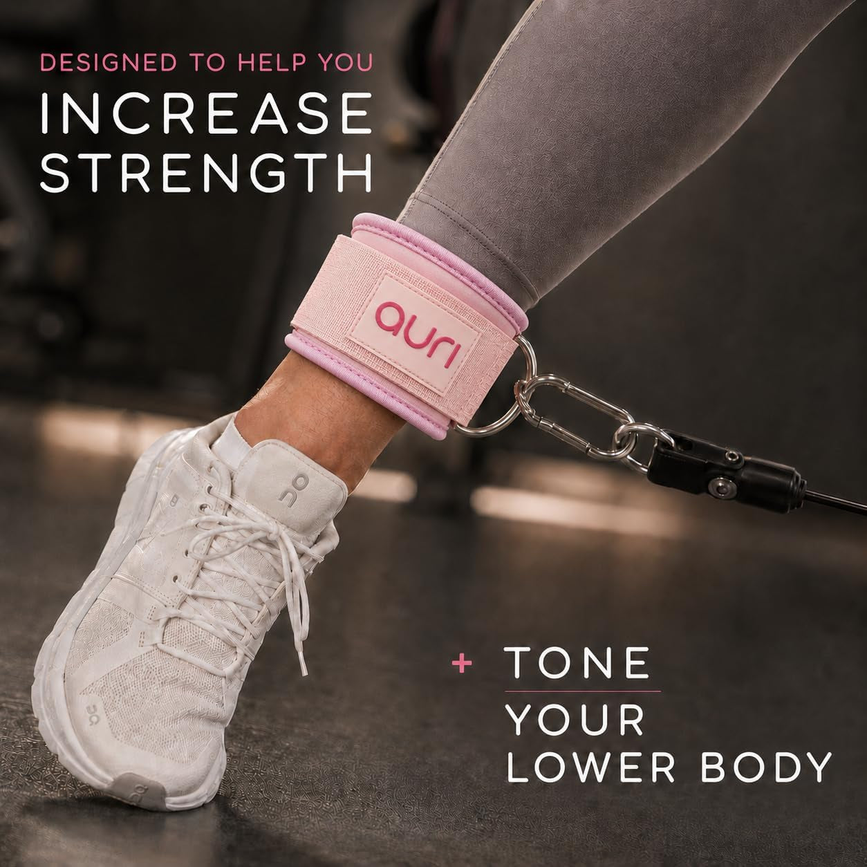 Ankle Strap for Cable Machine - Padded Neoprene Cuff with Stainless Steel D-Ring for Comfort & Support during Glute Kickbacks, Leg Extensions, Hip Abductors & Lower Body Workouts