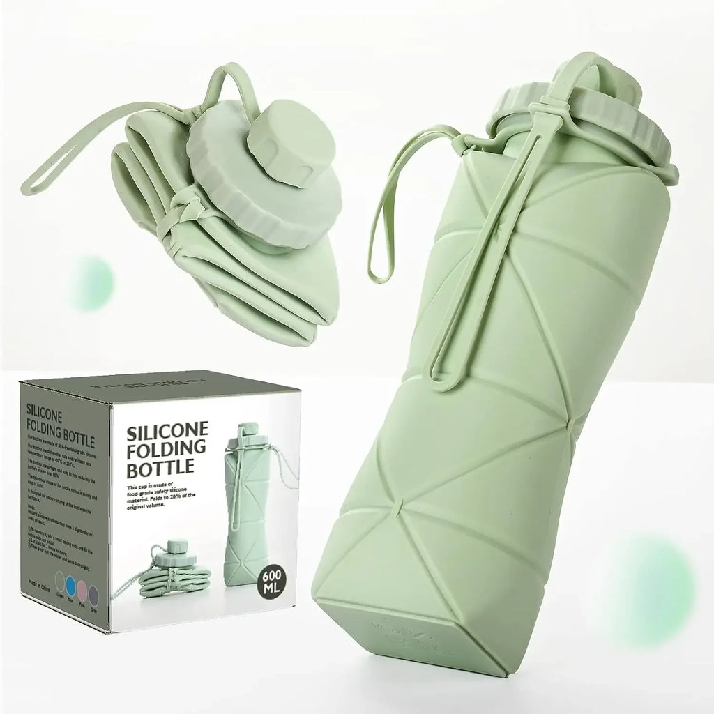 600Ml Silicone Collapsible Sports Water Bottles Outdoor Camping Folding Water Cup Large Capacity Travel Foldable Leakproof