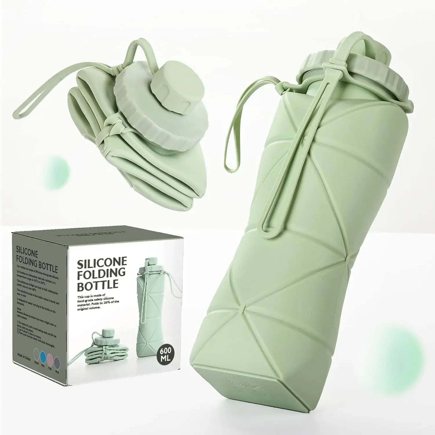 600Ml Silicone Collapsible Sports Water Bottles Outdoor Camping Folding Water Cup Large Capacity Travel Foldable Leakproof
