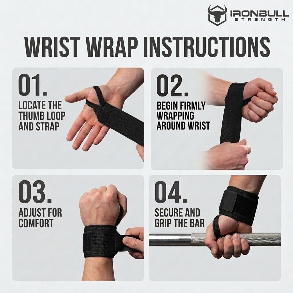Wrist Wraps for Weightlifting (USPA & IPL Approved) - 18” Premium Quality Wrist Straps for Weightlifting - Weight Lifting Wrist Wraps with Thumb Loop - Best Gym Wrist Wraps for Lifting Weights, Curls & Dips - Lifting Wrist Wraps for Bench, Powerlifting & Weight Training - Weightlifter'S Wrist Straps Lifting for Men and Women