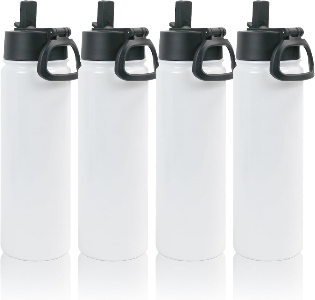 4Pcs 22Oz Sublimation Sports Water Bottle, SS Vacuum W/Spout Lid