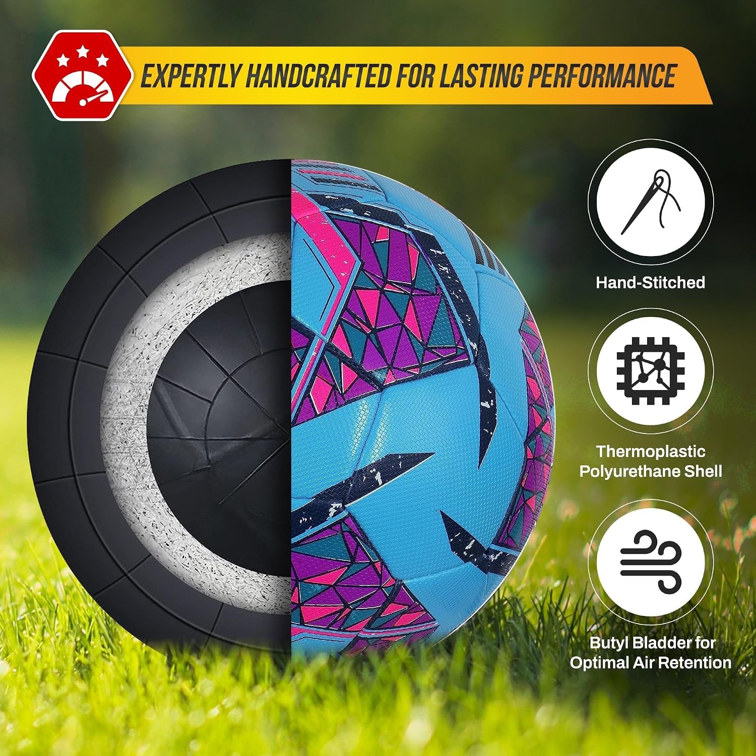 Reflect Pro Soccer Ball Size | Hand-Stitched Shiny TPU Cover | Perfect Youth Soccer Ball for Boys and Girls | Durable Futsal Football for Indoor and Outdoor Play (Pack of 1, 6 & 12)