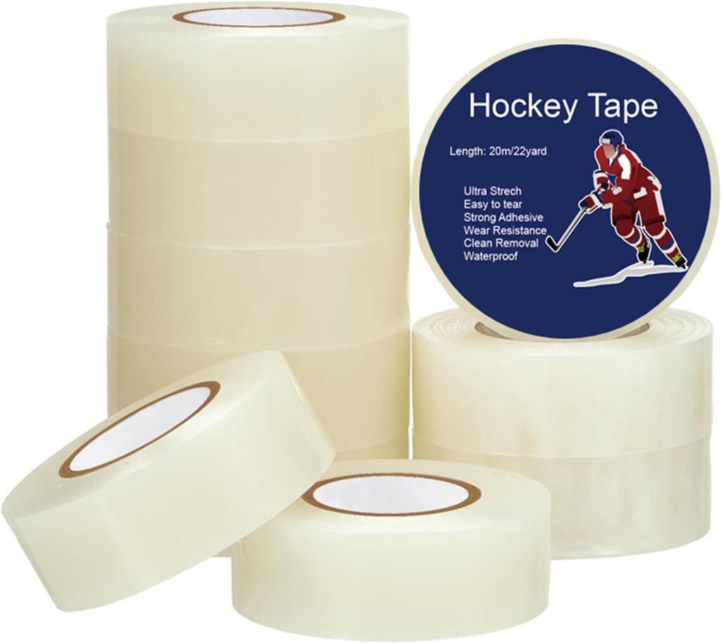 10 Rolls Clear Hockey Tape Multipurpose Shin Pad Sock Tape for Ice Skate Sports Hockey Gifts Gear Sports Equipment