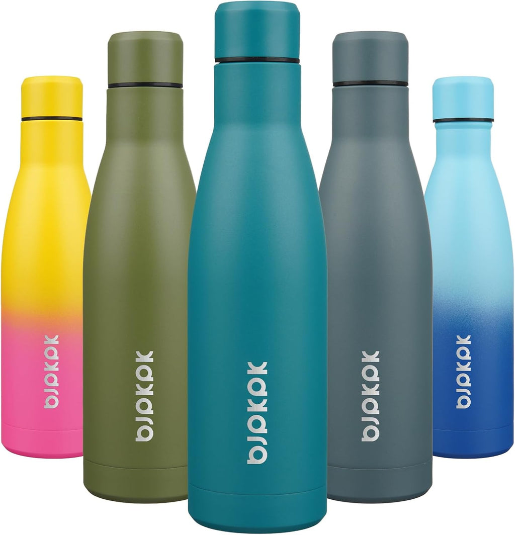 17Oz Insulated Water Bottles Stainless Steel Sports Water Bottles Keep Cold and Hot for Travel Dishwasher Safe,Lake Blue