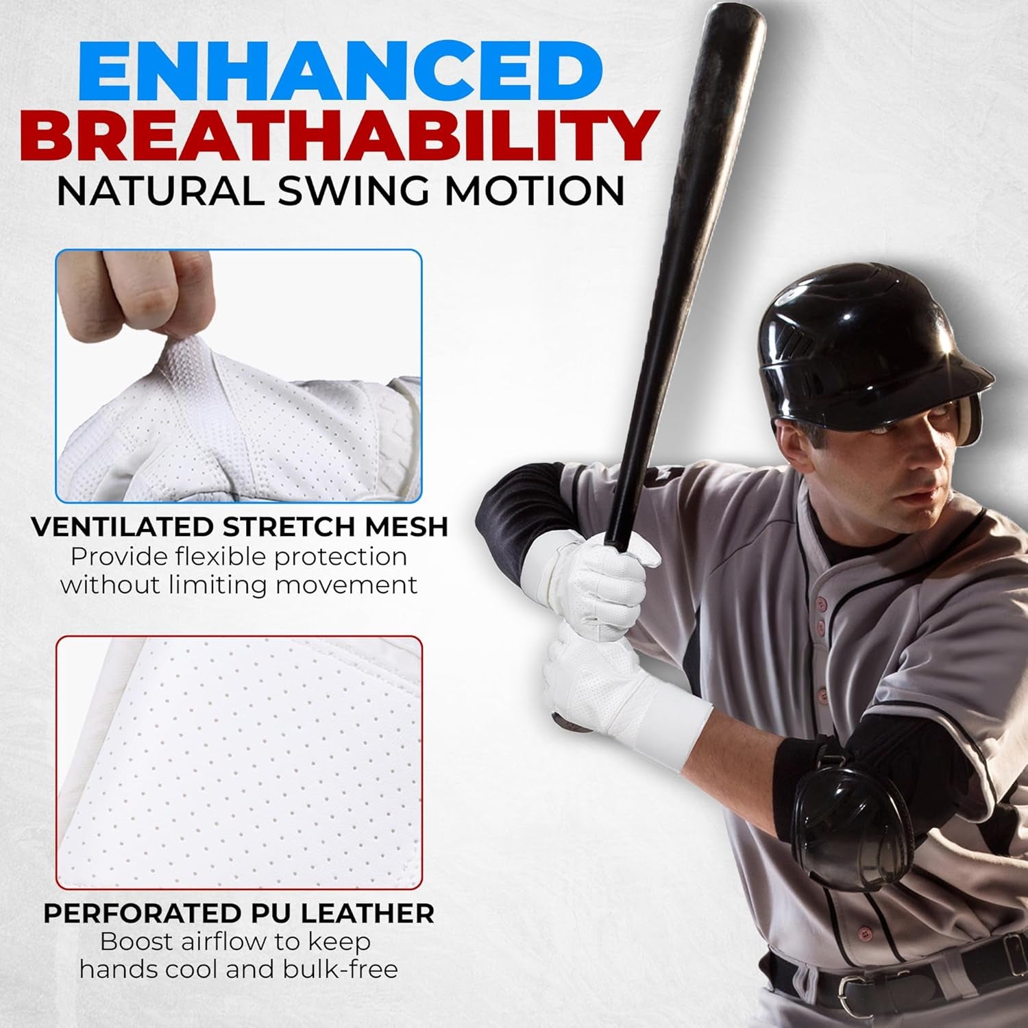 Baseball Batting Gloves for Men & Women, Breathable Softball Batting Gloves with Long Cuff for Adult