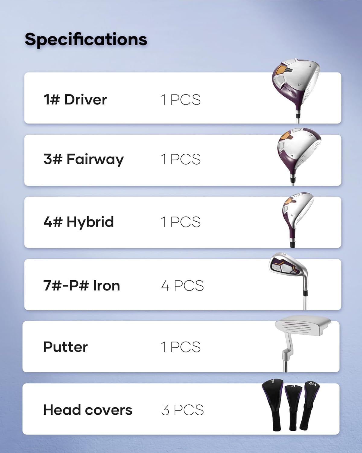 Golf Clubs Womens Golf Clubs 8 Pieces Golf Club Set with Head Cover Stand Bag Includes #1 Driver & #3 Fairway Wood & #4 Hybrid & #7#8#9#P Irons