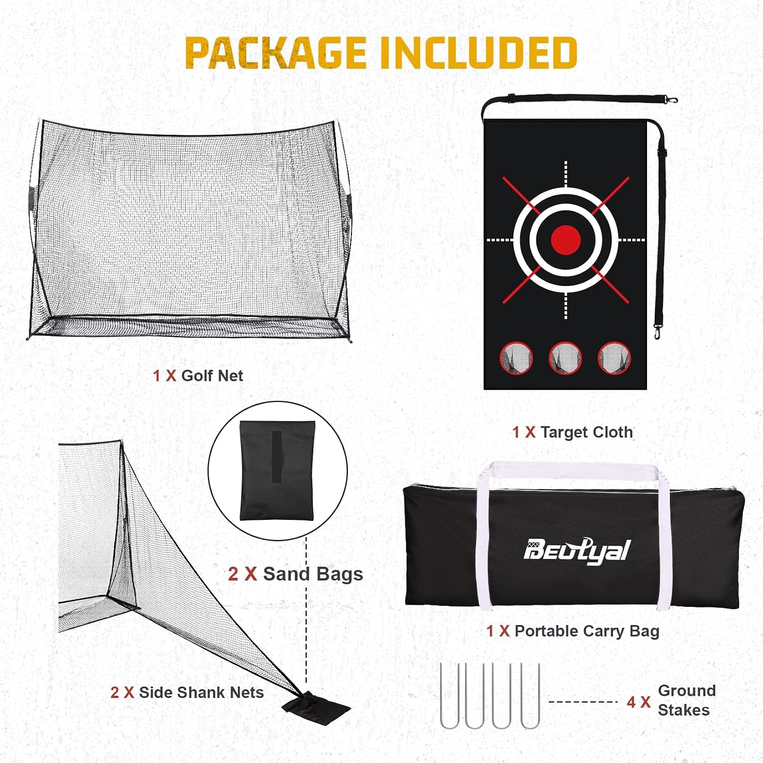 10X7Ft Golf Practice Net with Side Shank Nets, Golf Hitting Net for Backyard Driving Range, Indoor Outdoor Training
