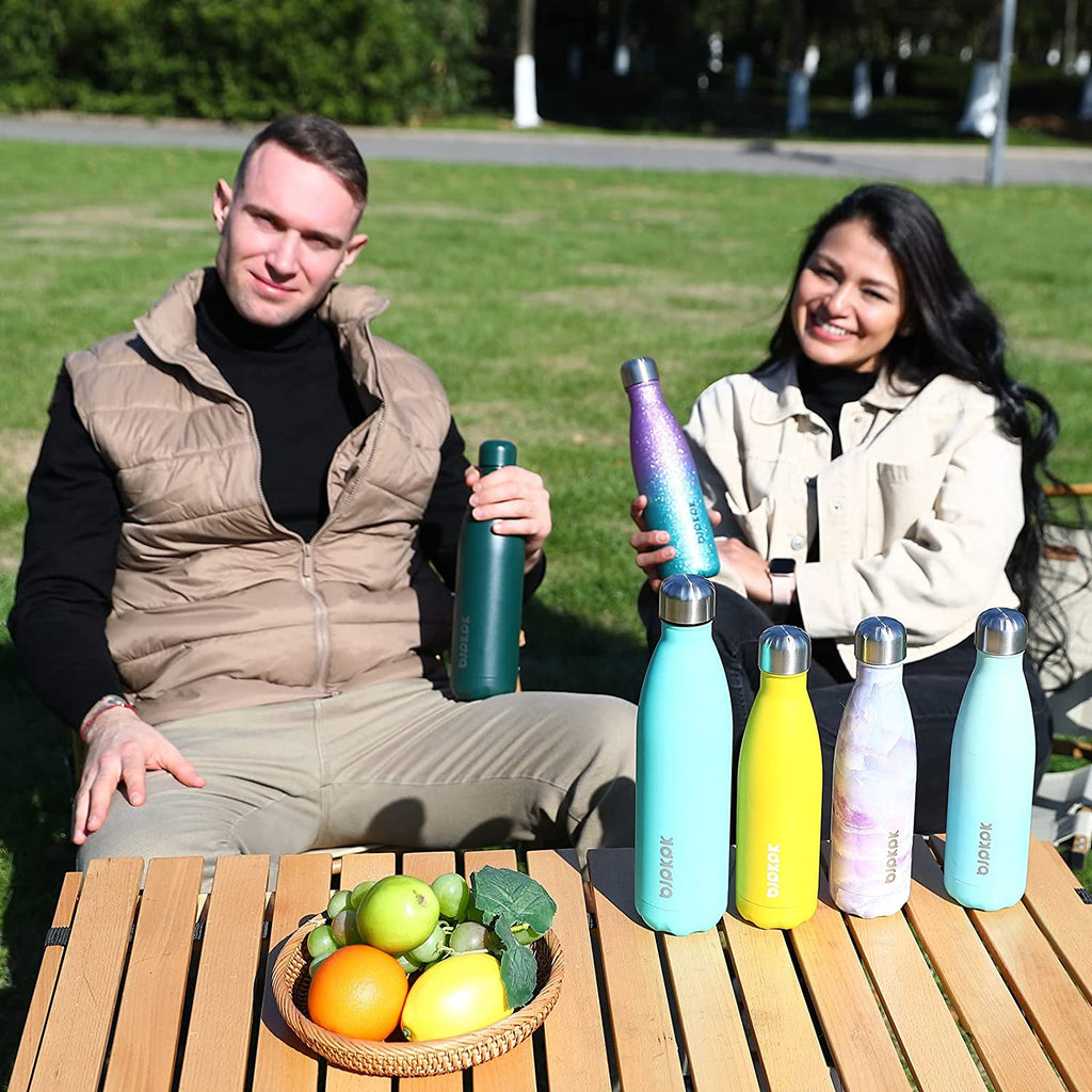 17Oz Insulated Stainless Steel Water Bottles,Sports Water Bottles Keep Cold 24 Hours and Hot 12 Hours,Ice Blue