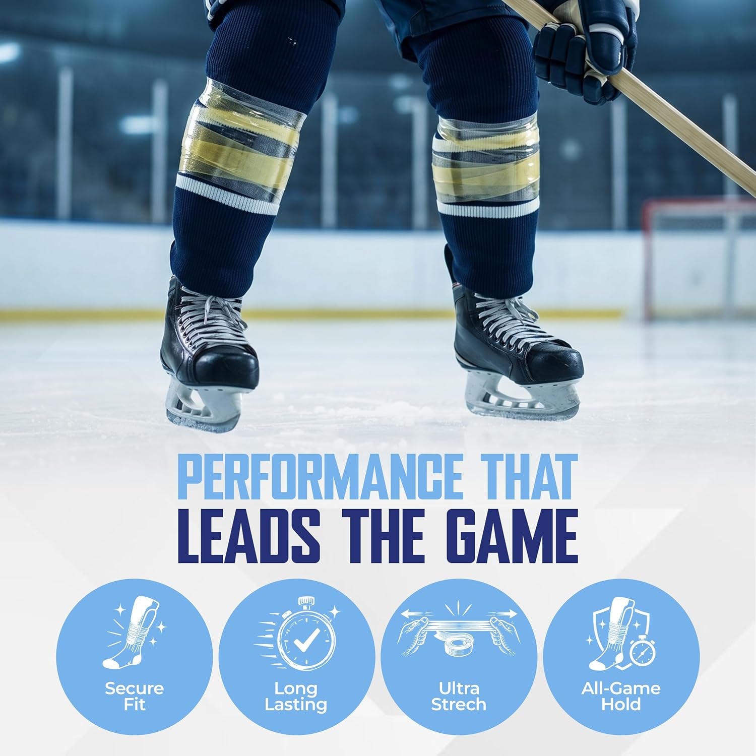 ST  Clear Hockey Tape 10 Pack – Strong Grip Shin Guard & Sock Tape - Waterproof, Easy Tear, No Residue - Athletic Tape for Hockey, Soccer, Sports Gear & Equipment Hold