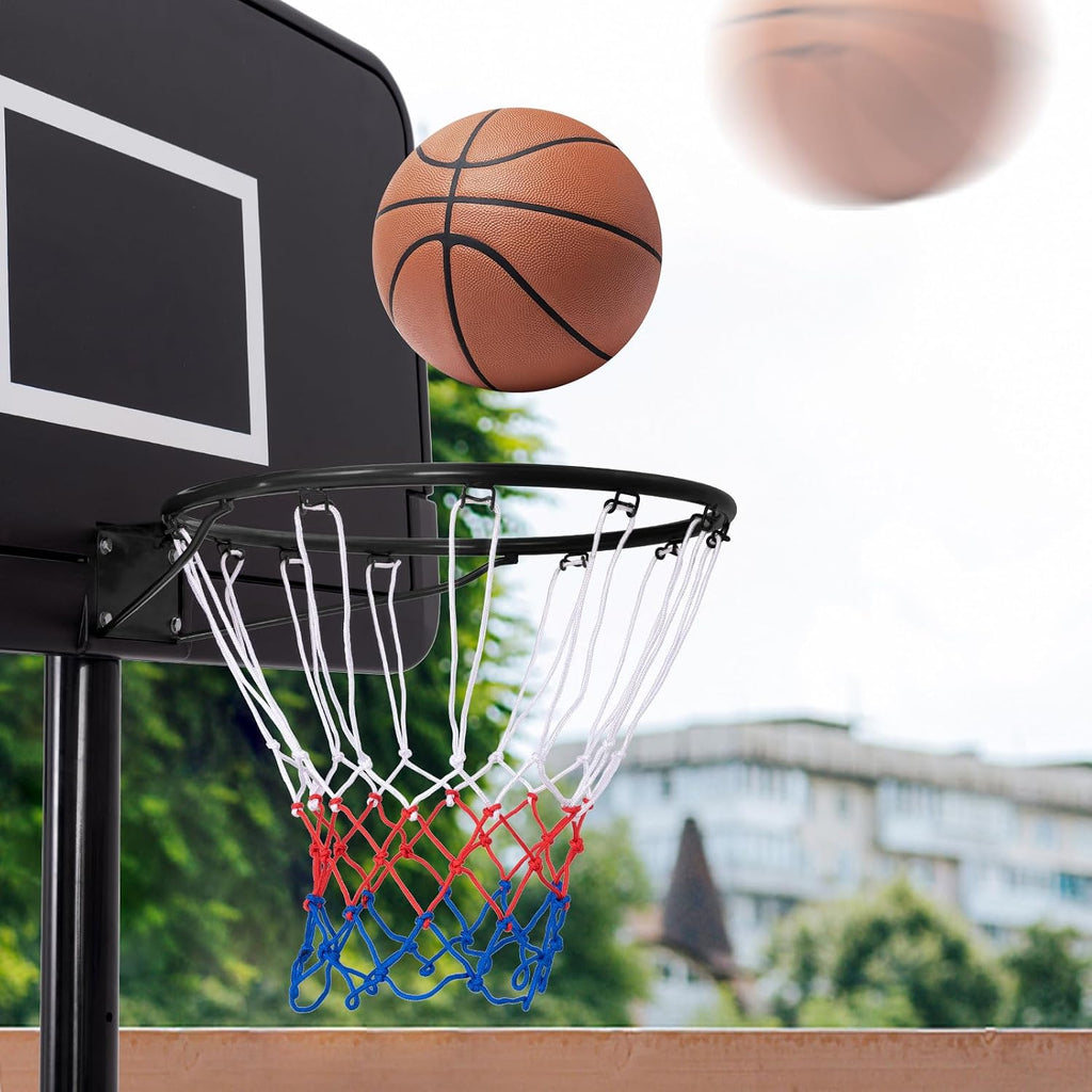 Basketball Rim, 15/18 Inch Basketball Rim Replacement with All-Weather Net, Basketball Hoop Replacement Rim Outdoor/Indoor for Wall Door Mounted