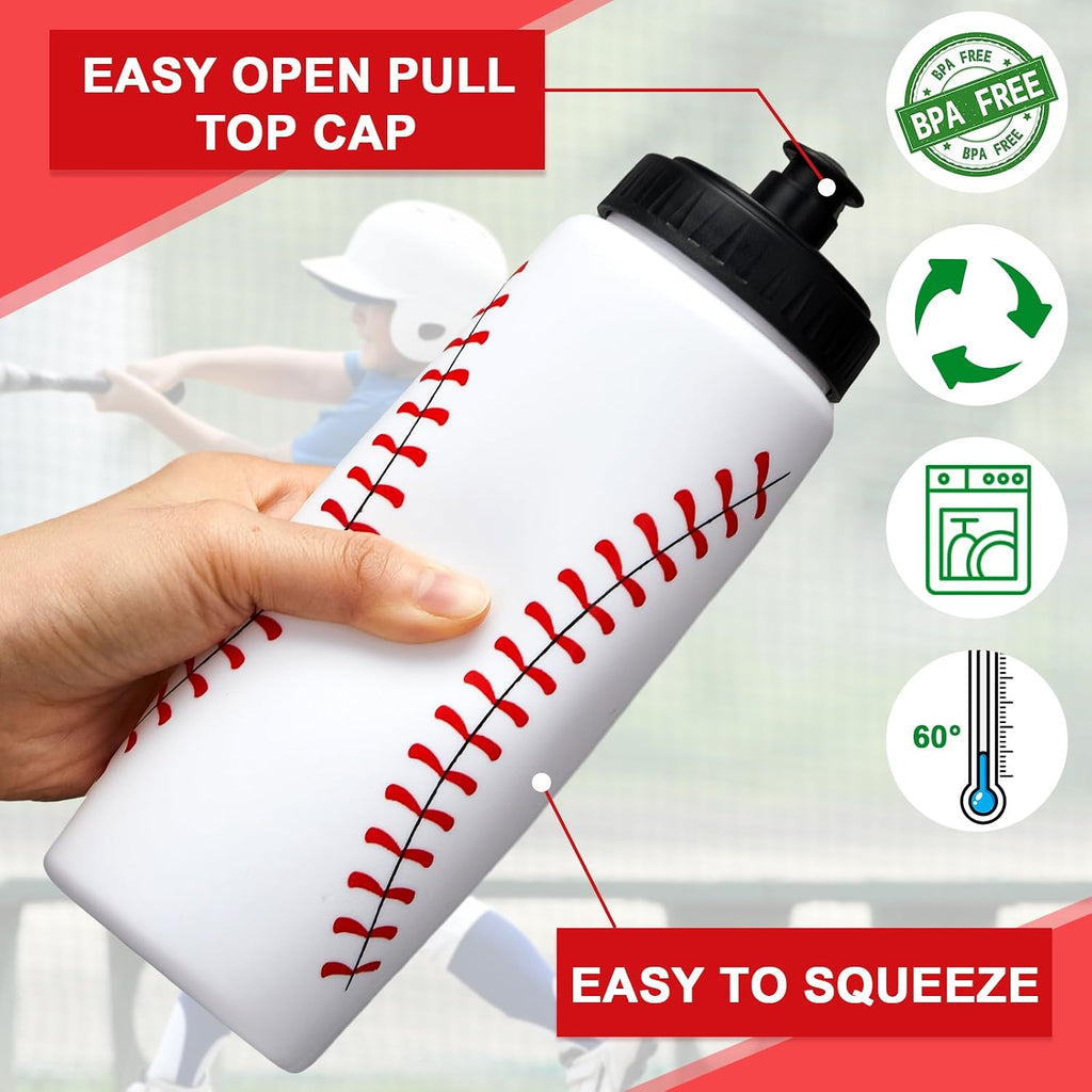 Baseball Water Bottle Bulk Reusable Sports Bottle 20 Oz Squeeze Baseball Accessories Gifts School Sports