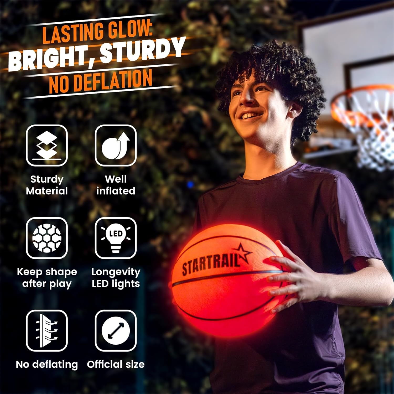 Light up Basketball | Glow in the Dark Basketball | LED Basketball Size 7 | Glowing Basketball Ball | Lighted Basketball | Coolest Things for Boys & Girls | Toys for 10 Year Old Kids