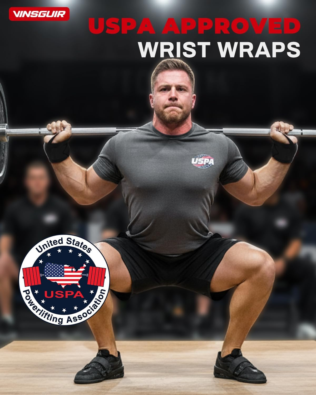 Wrist Wraps for Weightlifting, [USPA Approved] Lifting Straps for Wrist Support with Heavy Duty Thumb Loop, Gym Wrist Brace for Working Out, Crossfit, Powerlifting, for Men&Women