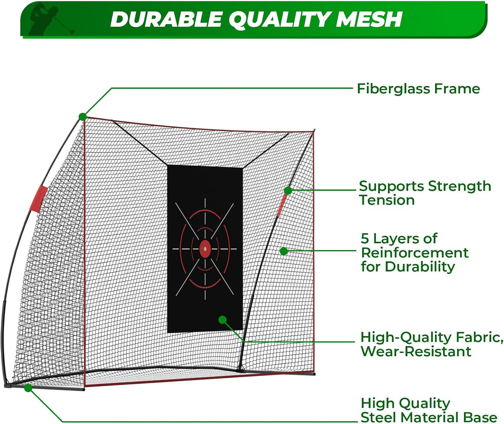 Golf Net, 10 X 7FT Heavy Duty Golf Practice Net with Chipping Practice Net, Golf Practice Net, Training Net for Backyard Driving Chipping Indoor Outdoor Training