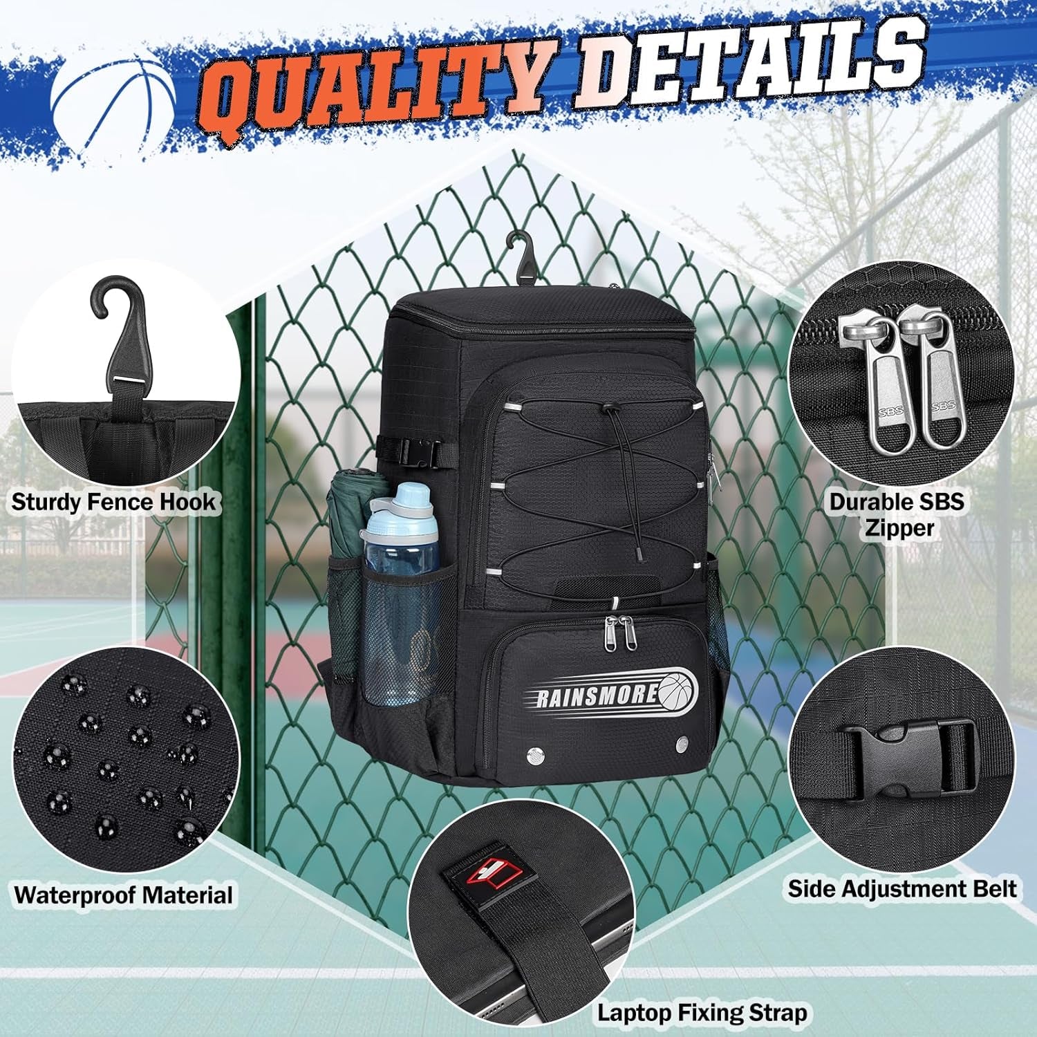 Basketball Backpack 45L Basketball Bag with Separate Ball Holder & Shoes Compartment Water Resistant Sports Bag Basketball Equipment Bags Fit Volleyball, Soccer, Swim, Gym, Travel