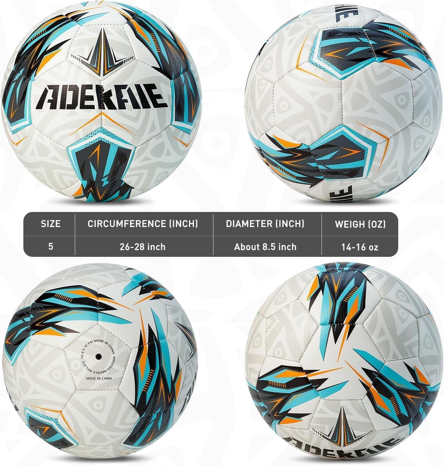 Soccer Ball Size 5 for All Age Recreational or Professional Outdoor Practice, PU Official Size&Weight, Size 5 Soccer Ball for Boys Youth Adults College Team, Ideal Gifts with Pump and Carry Net