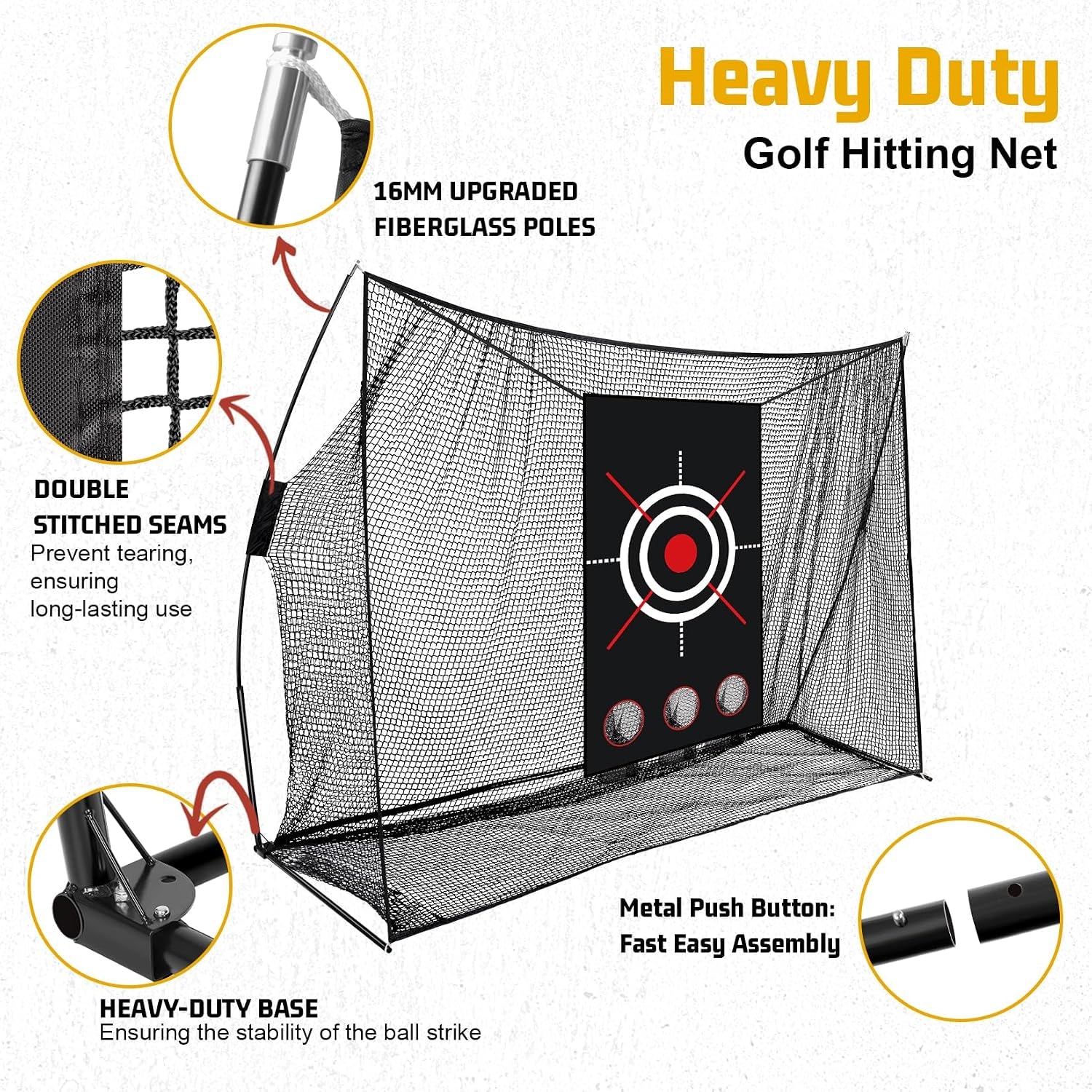 10X7Ft Golf Practice Net with Side Shank Nets, Golf Hitting Net for Backyard Driving Range, Indoor Outdoor Training