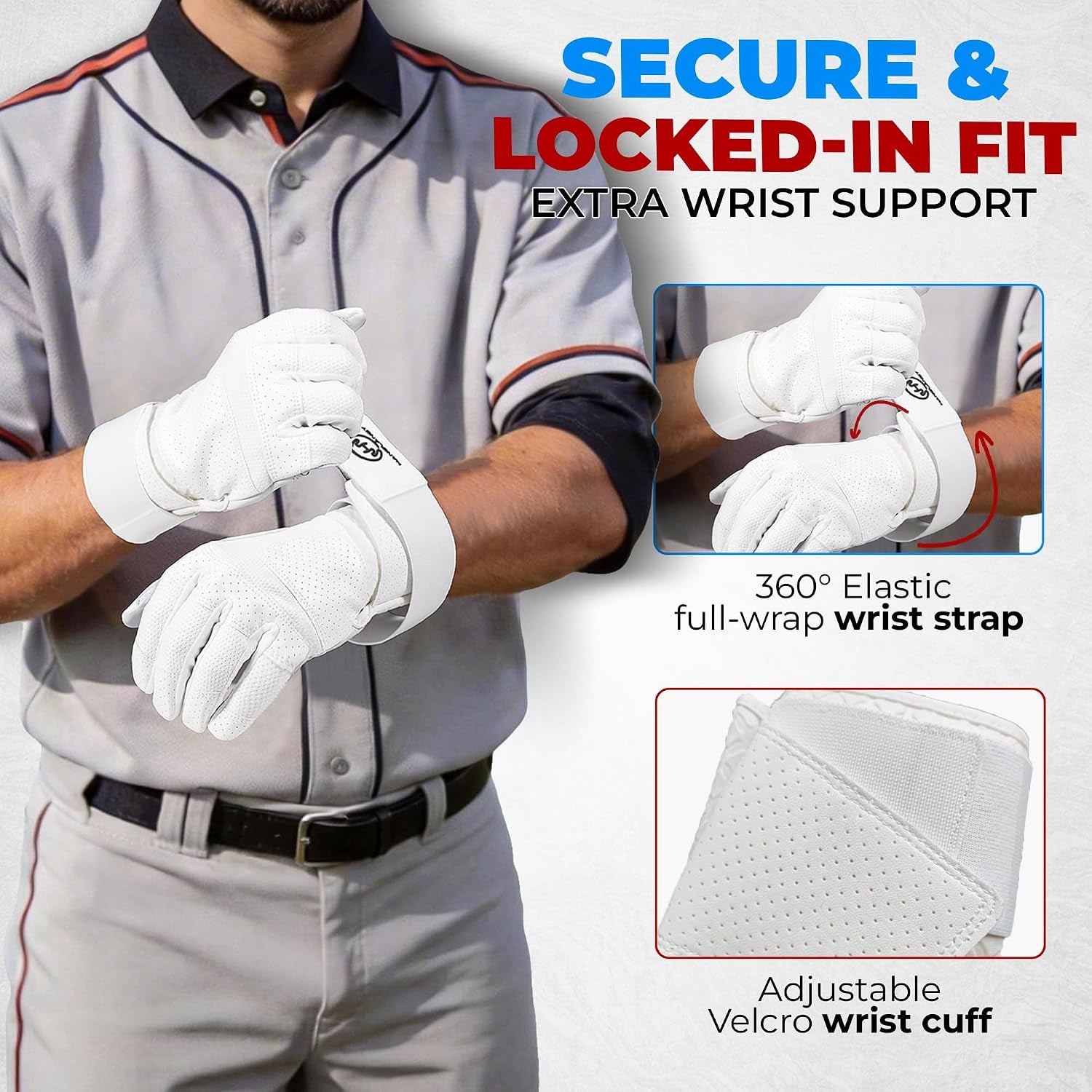 Baseball Batting Gloves for Men & Women, Breathable Softball Batting Gloves with Long Cuff for Adult