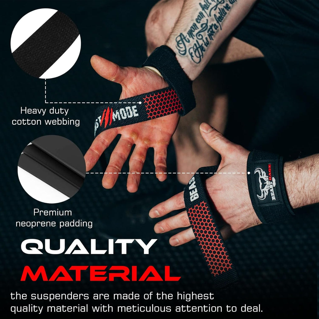 Lifting Wrist Straps for Weightlifting, Straps Gym Grip Power Workouts Lifting Straps Padded Neoprene & Premium Cotton Men Women, Deadlift Bodybuilding Exercise Lifting Straps
