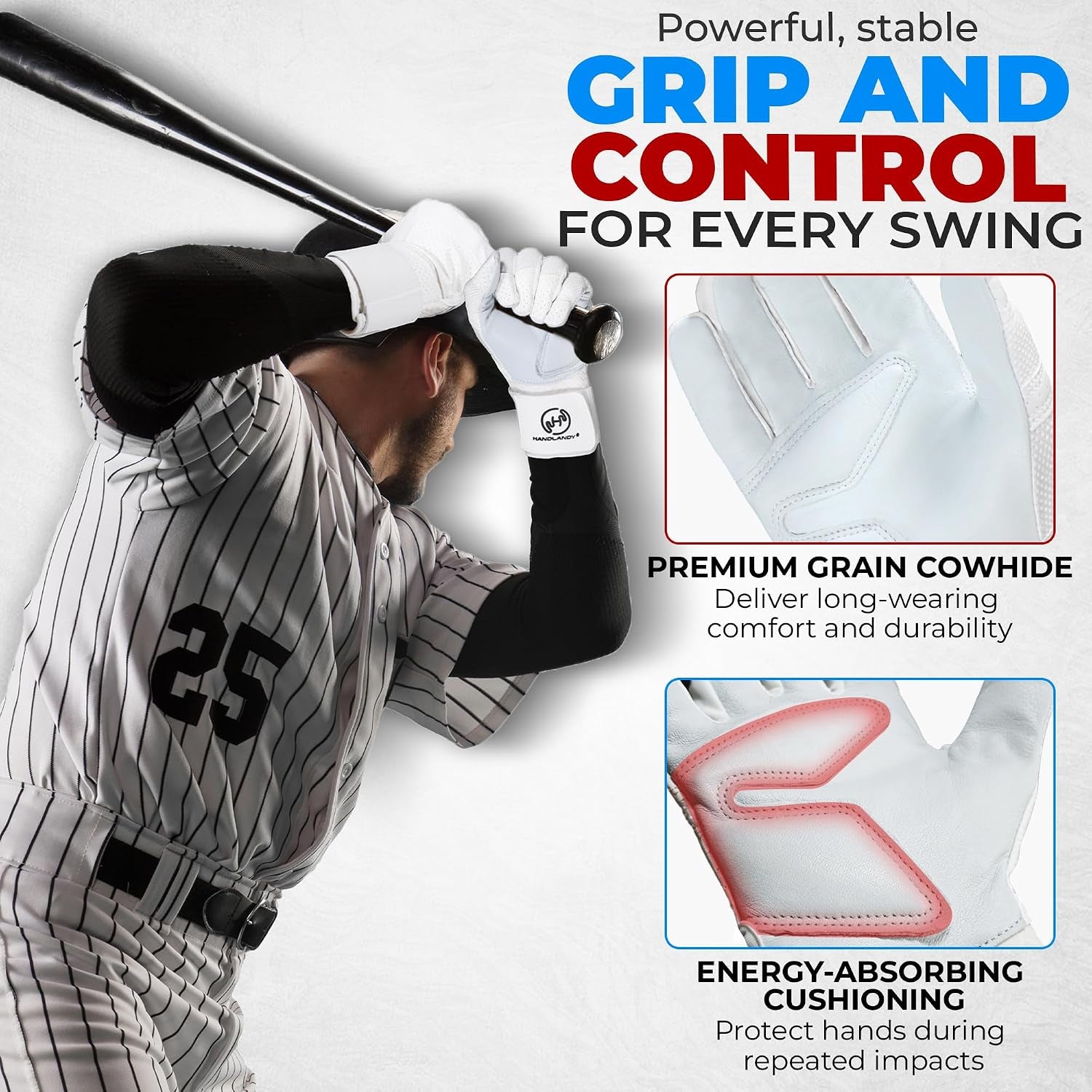 Baseball Batting Gloves for Men & Women, Breathable Softball Batting Gloves with Long Cuff for Adult