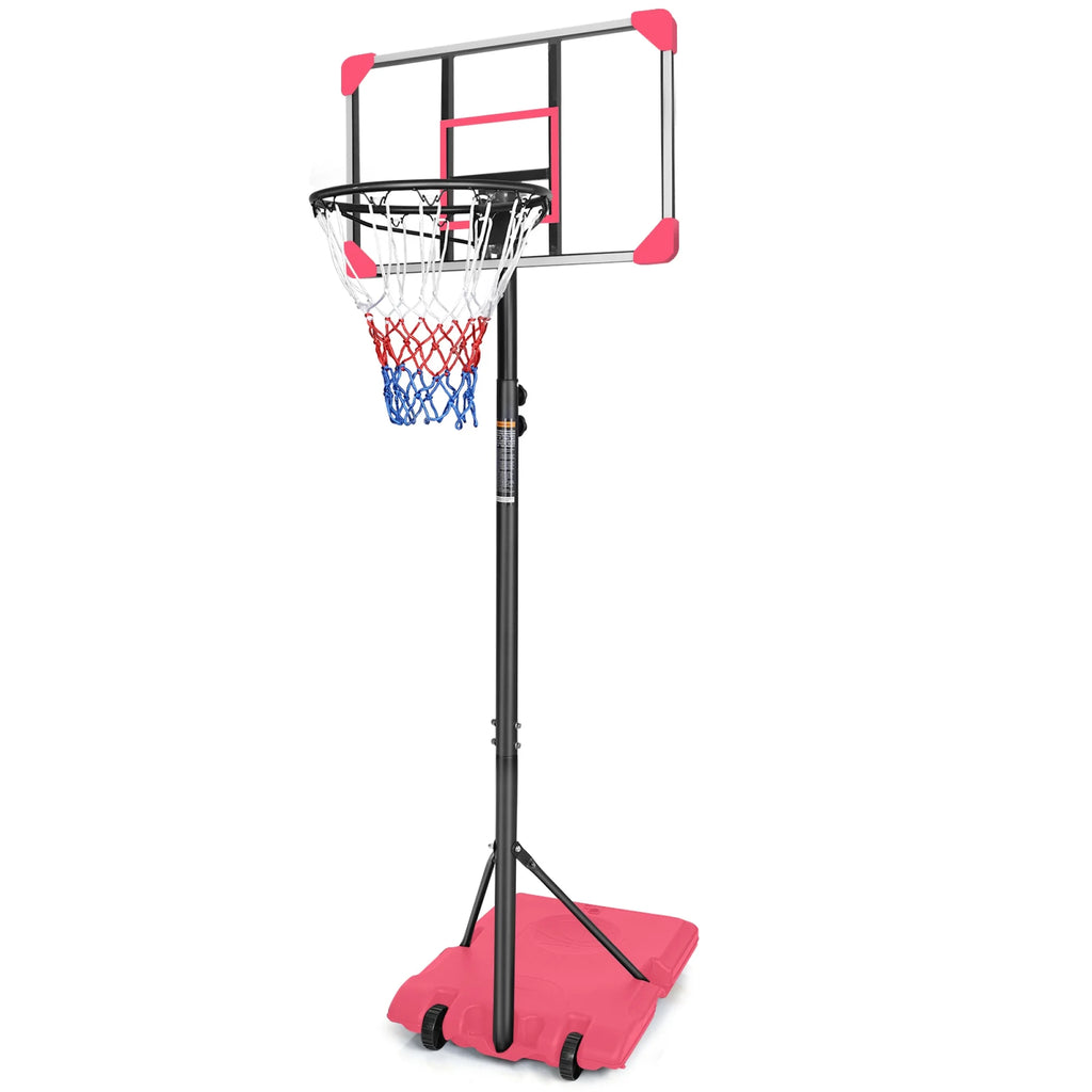 Portable Basketball Hoop,Outdoor Basketball Hoop Adjustable Height 5.6Ft - 7Ft,28 Inch Backboard with 2 Wheels for Kids Youth in Backyard Driveway,Transparent