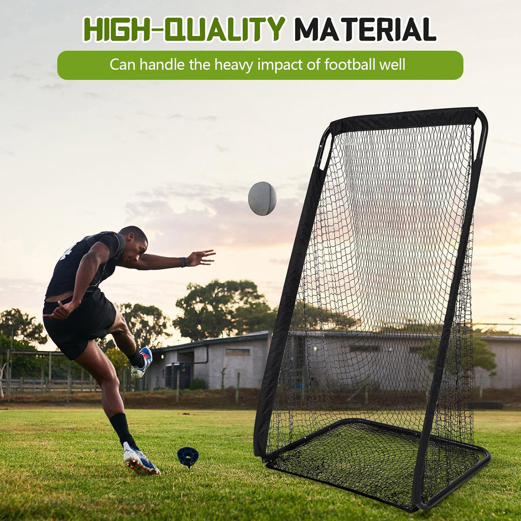 Football Kicking Cage Net 7 X 3.2 or 8 X 3 X 4 Ft Portable Football Throwing Net Powder Coated Steel Extra Deep Pocket for Punting Kicking Practice Train Equipment