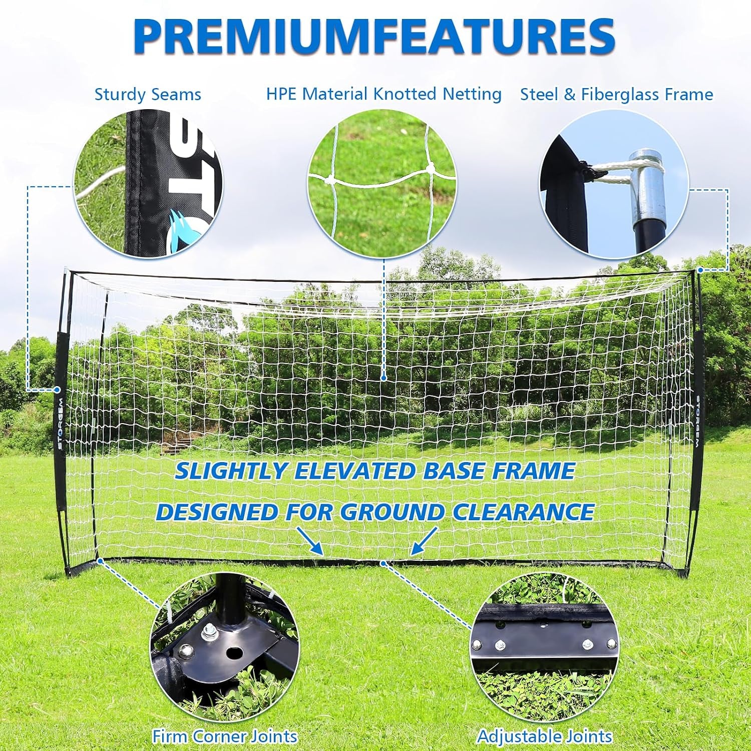 Soccer Goal,Soccer Net,Soccer Goals for Backyard,With Bow Frame,Collapsible Metal Base and 15 Training Cones