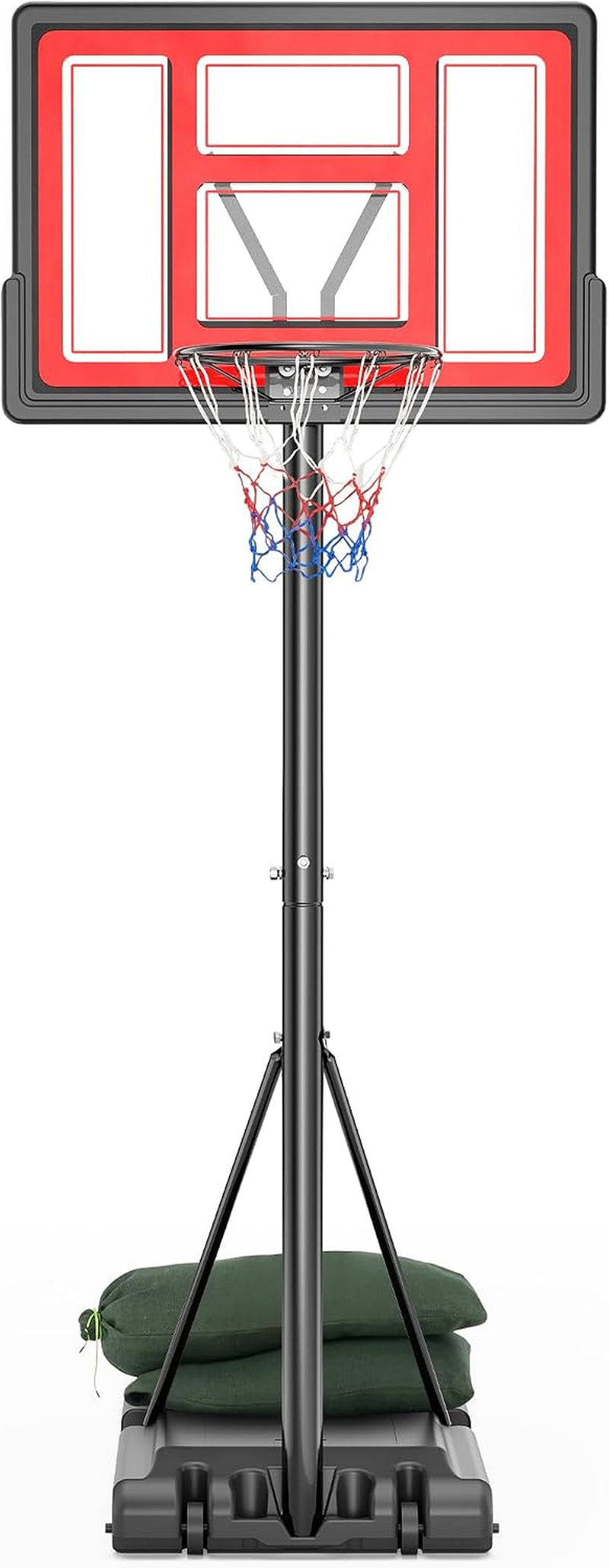 10FT Basketball Hoop Outdoor 44 Inch Backboard Portable Basketball Hoop with Extra Sandbag Adjustable Basketball Goal with Wheels and Stable Base for Youth Adults Court Backyard Driveway