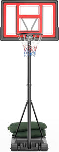 10FT Basketball Hoop Outdoor 44 Inch Backboard Portable Basketball Hoop with Extra Sandbag Adjustable Basketball Goal with Wheels and Stable Base for Youth Adults Court Backyard Driveway
